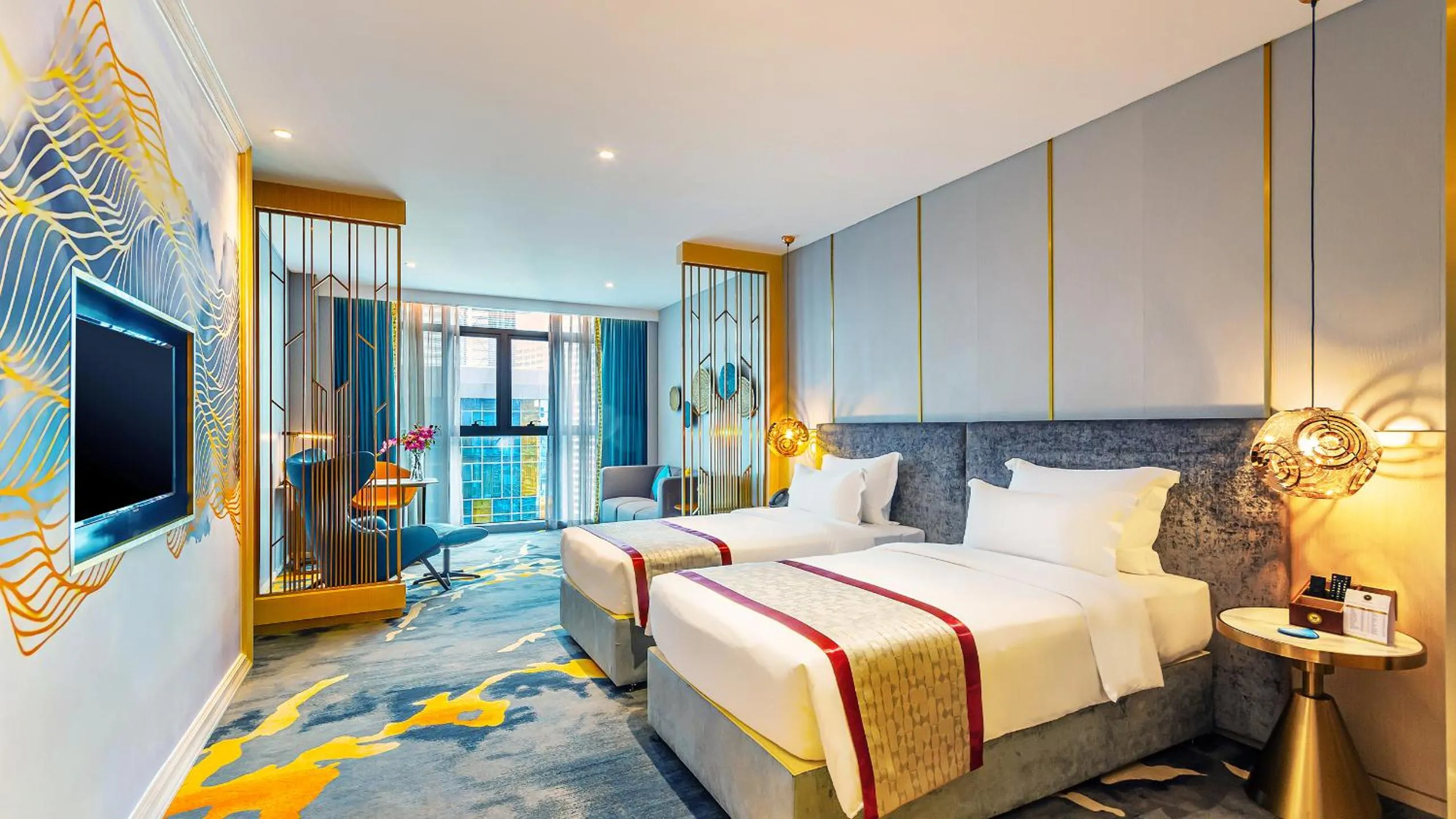 View (from property/room), Bed in Won Majestic Hotel Cambodia