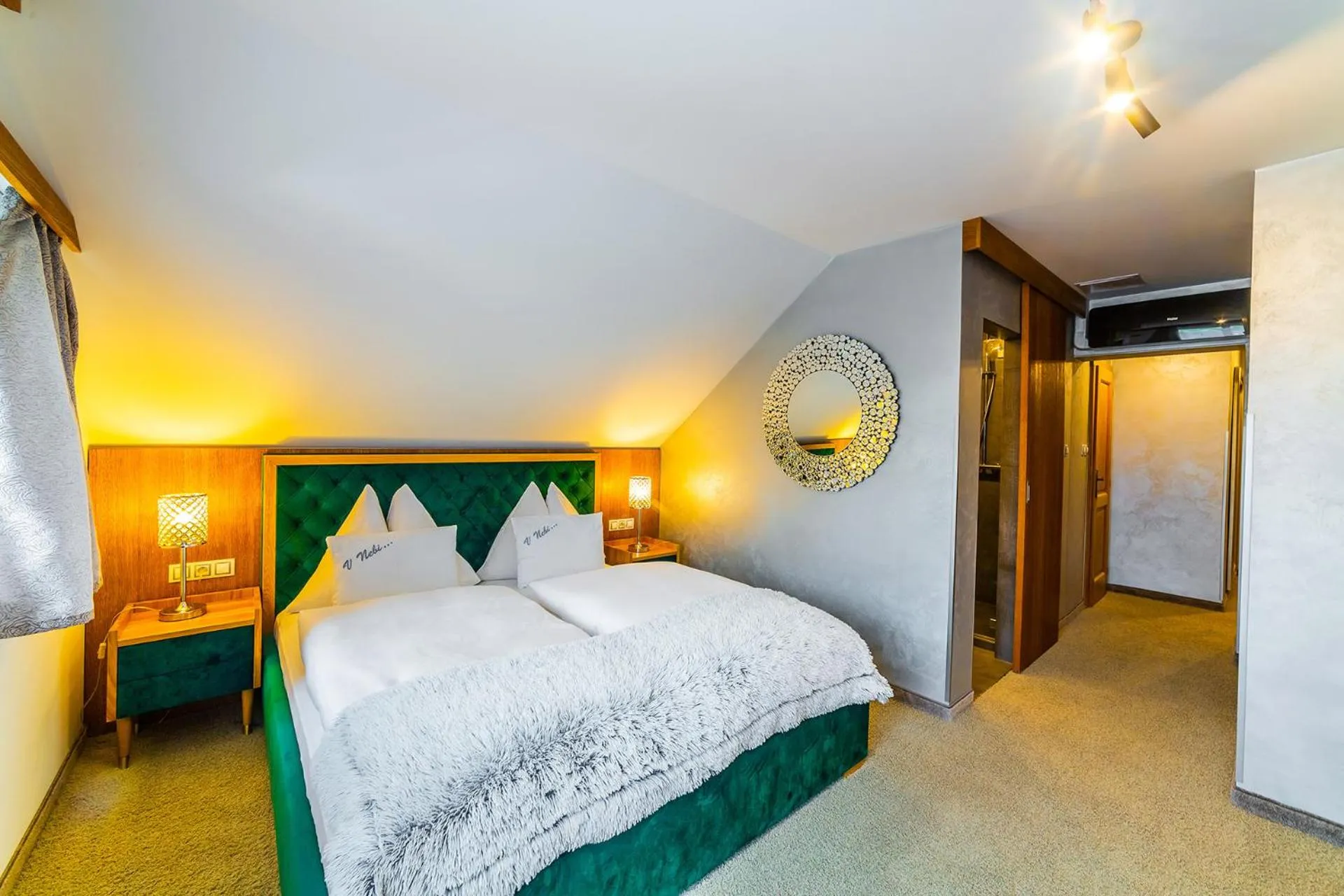 Bed in Wellness hotel V Nebi