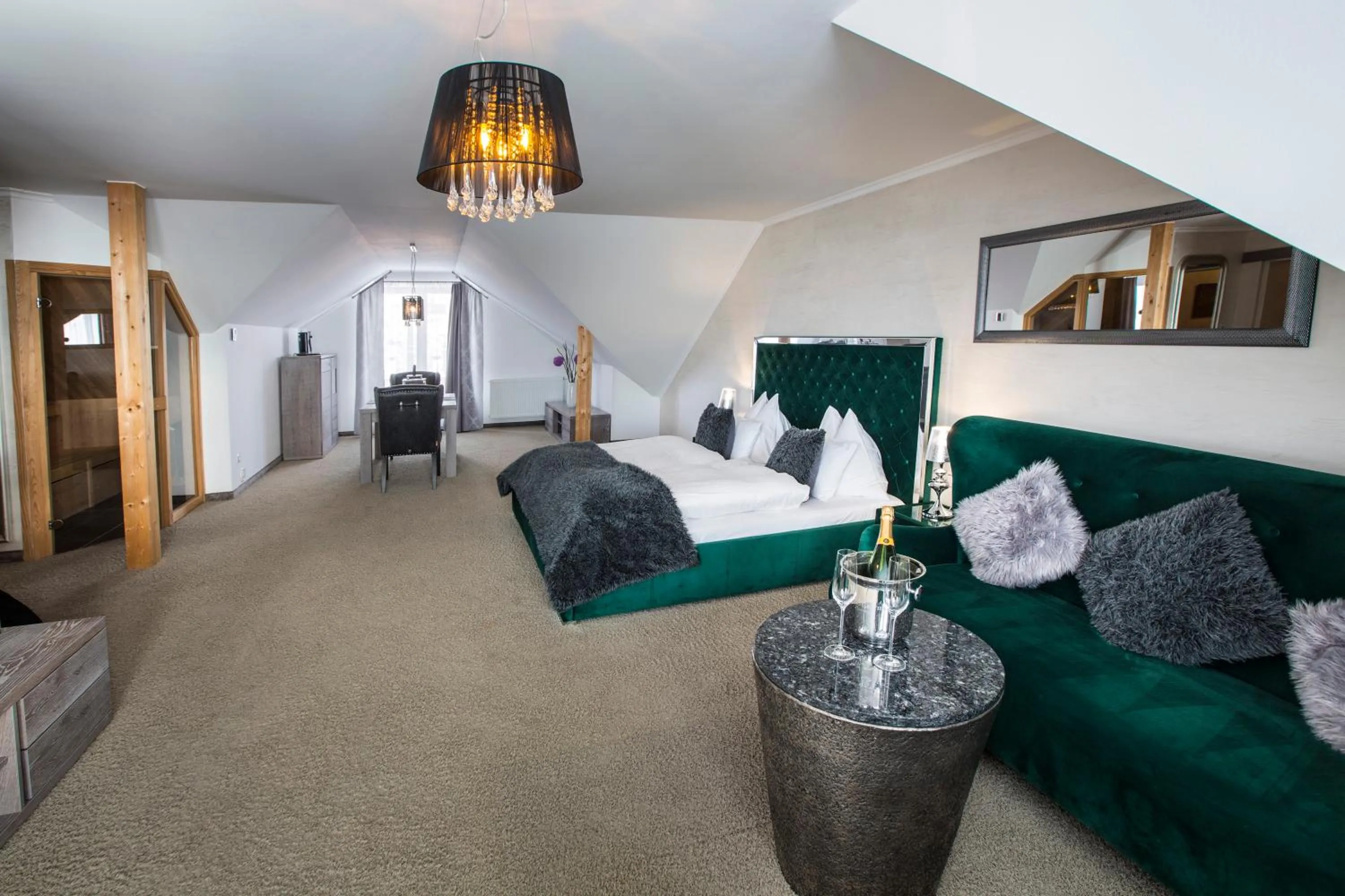 Bed in Wellness hotel V Nebi