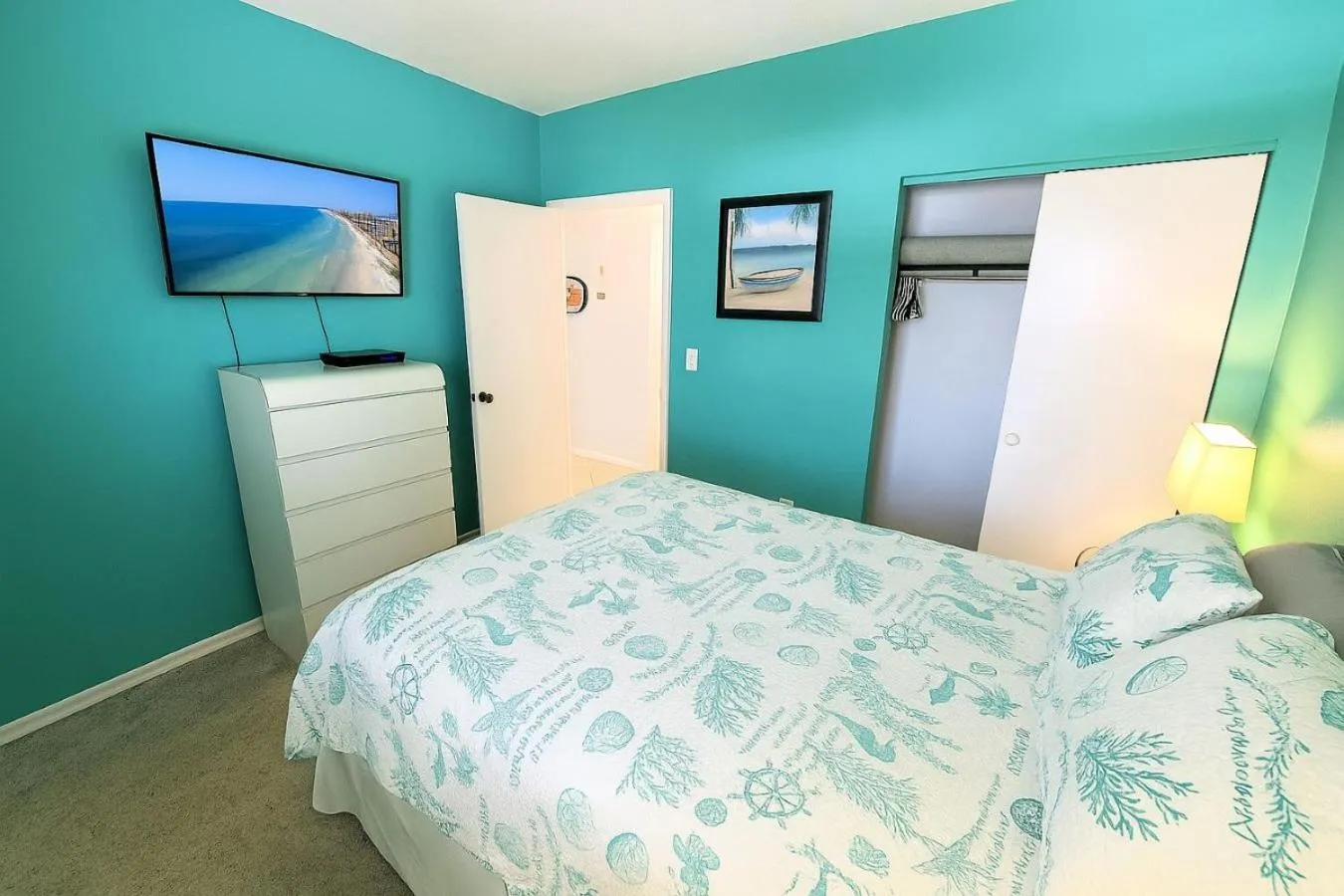 Bed in Welcome to Oasis #21 Your Coastal Retreat in Daytona Beach Shores-Walk To The Beach