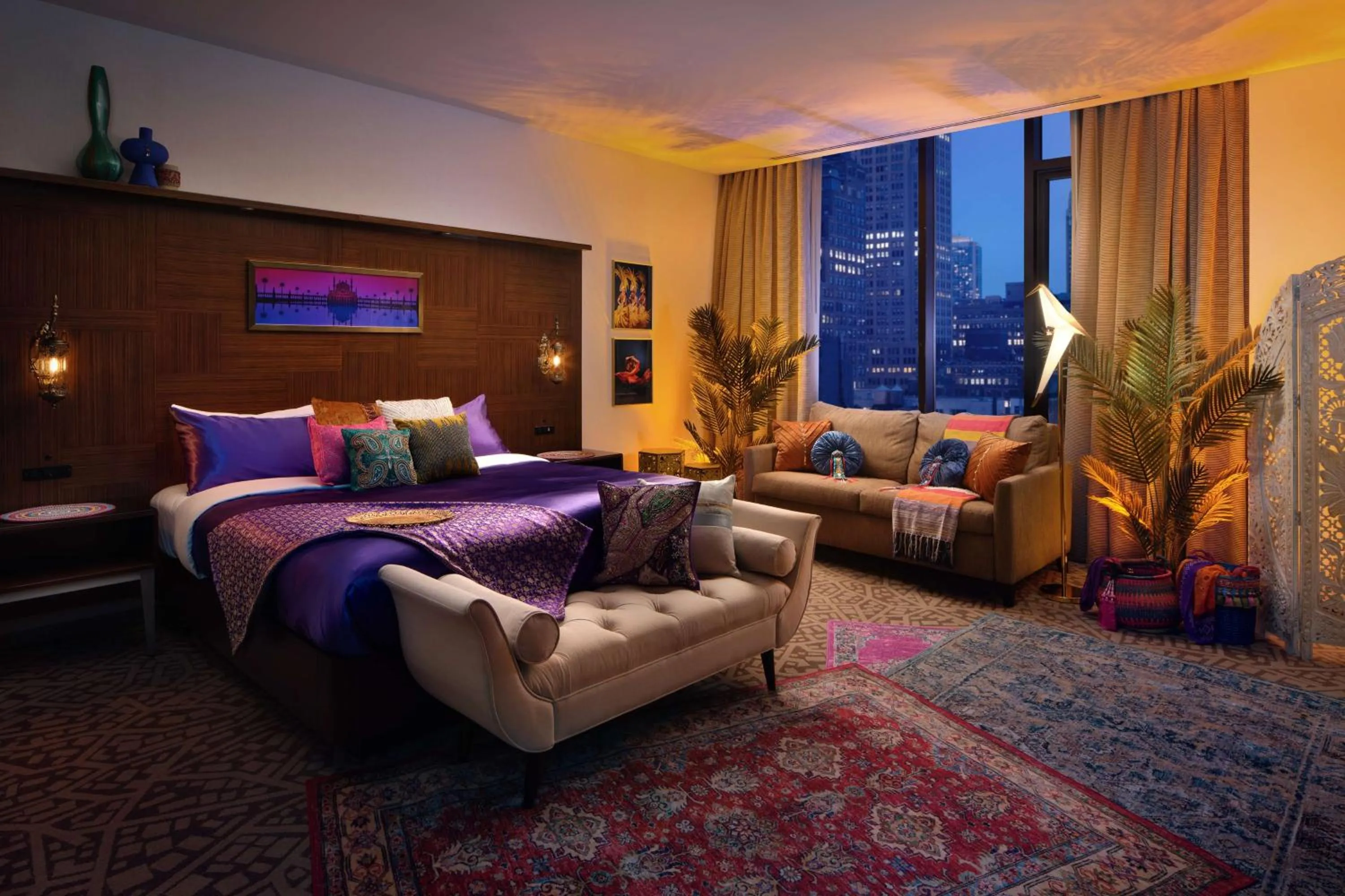 Living room, Bed in Hilton New York Times Square