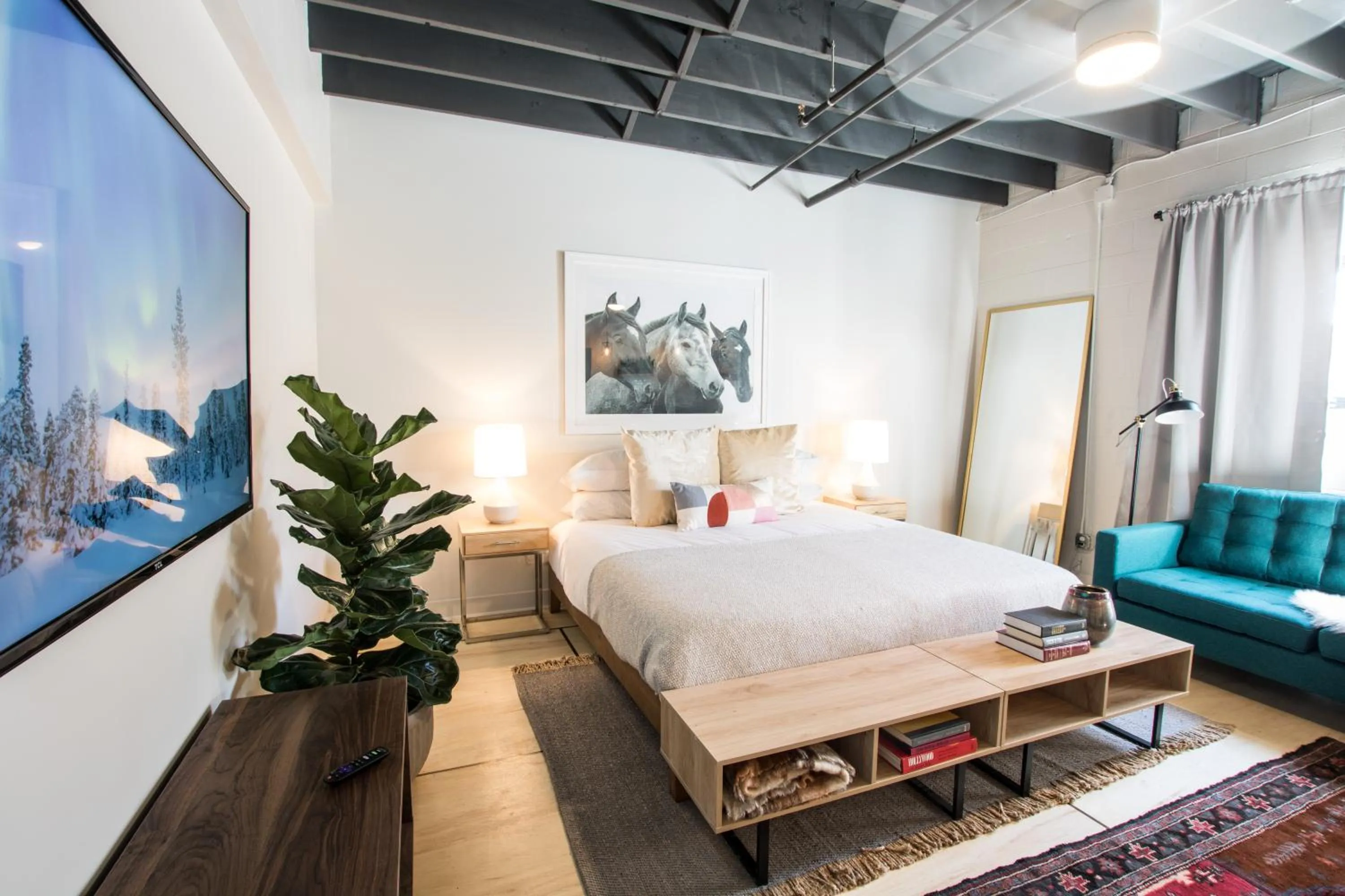 Living room, Bed in Stellar Suites