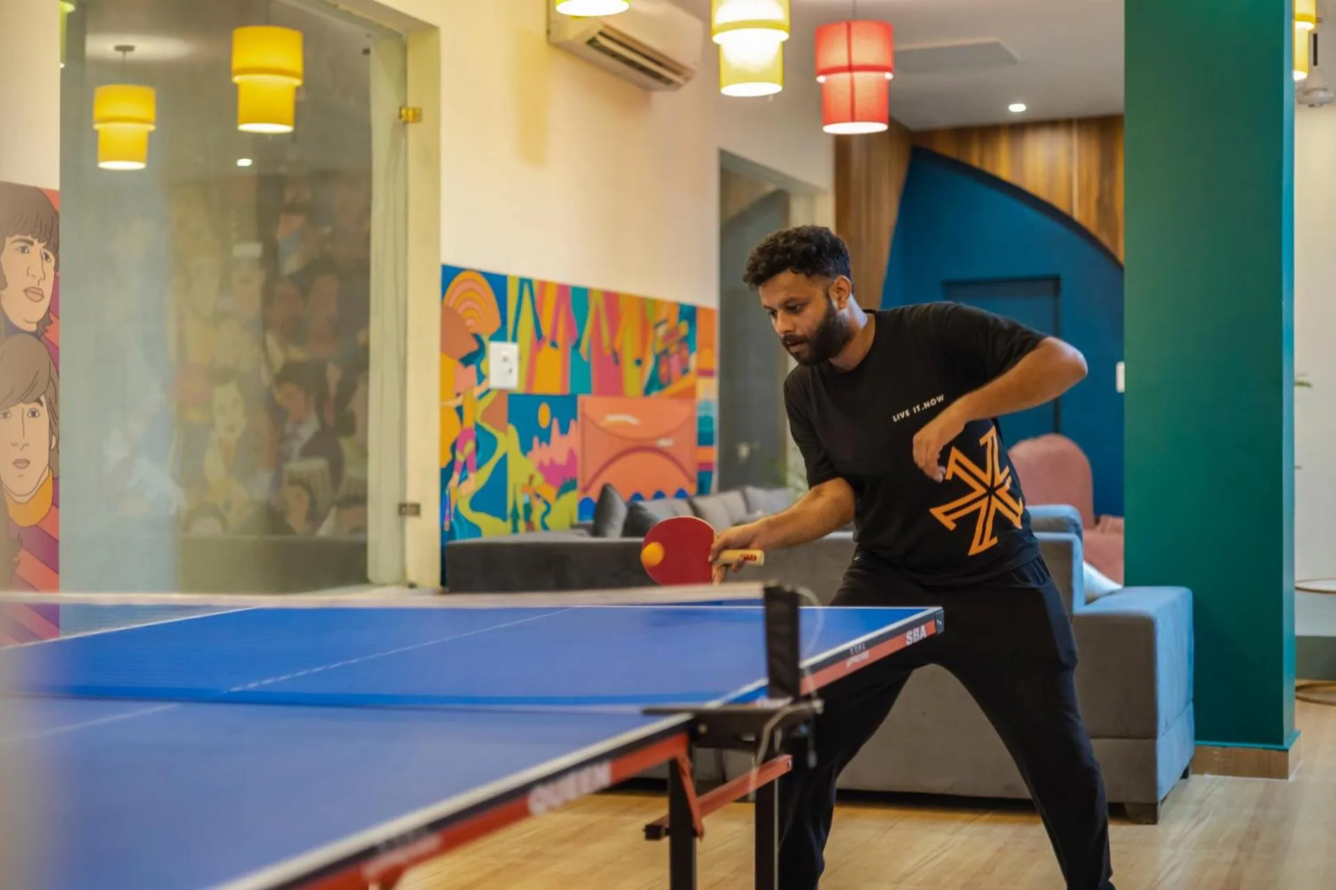 Table tennis in Zostel Plus Rishikesh, Mohanchatti