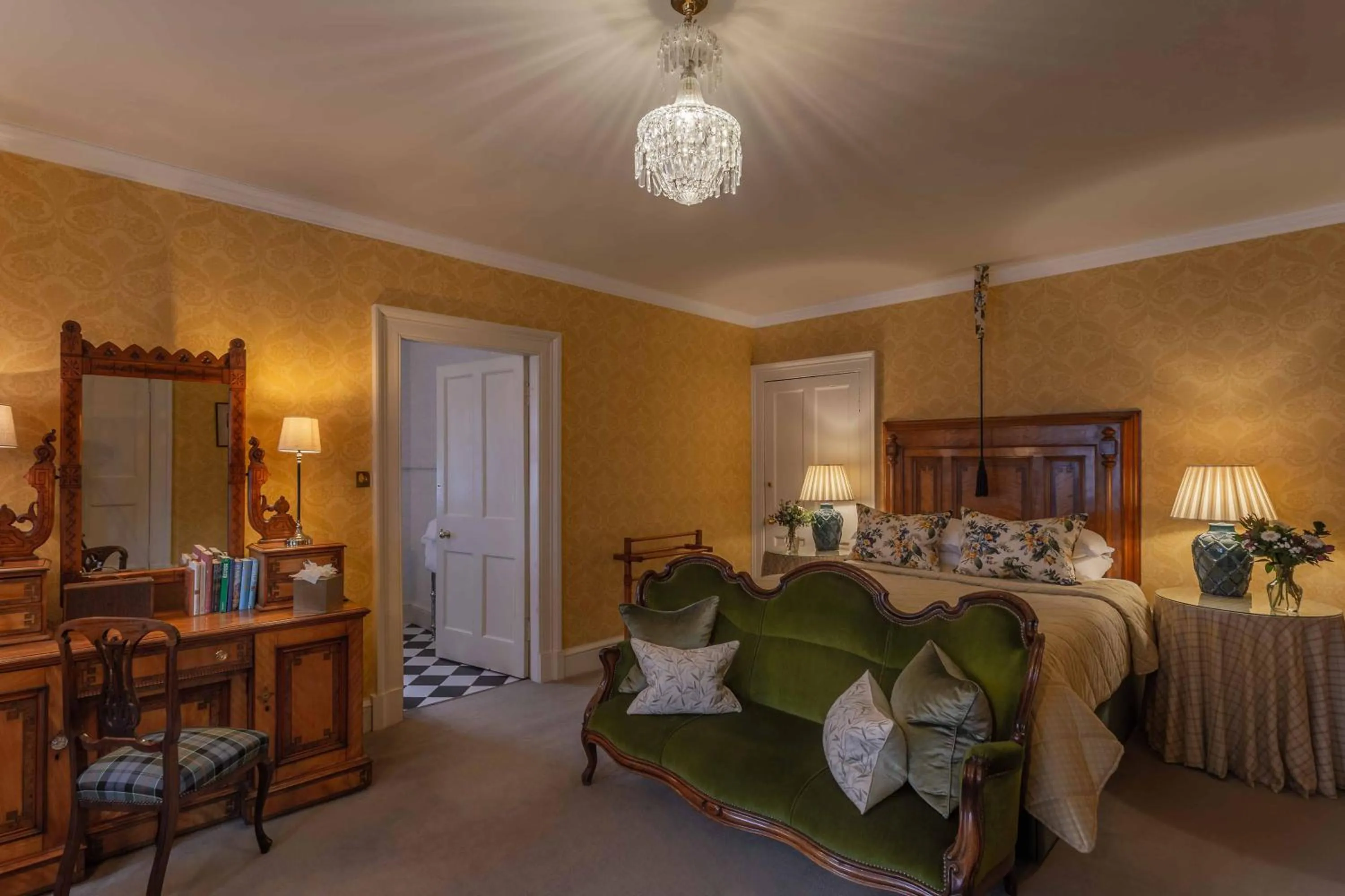 Seating area, Bed in Glenapp Castle