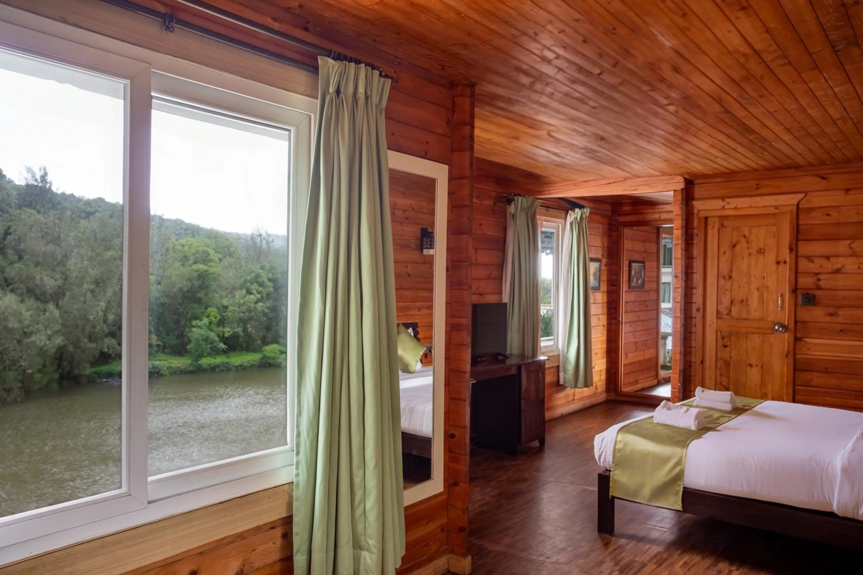 View (from property/room), Bed in Stone Wood Riverfront Resort, Siolim