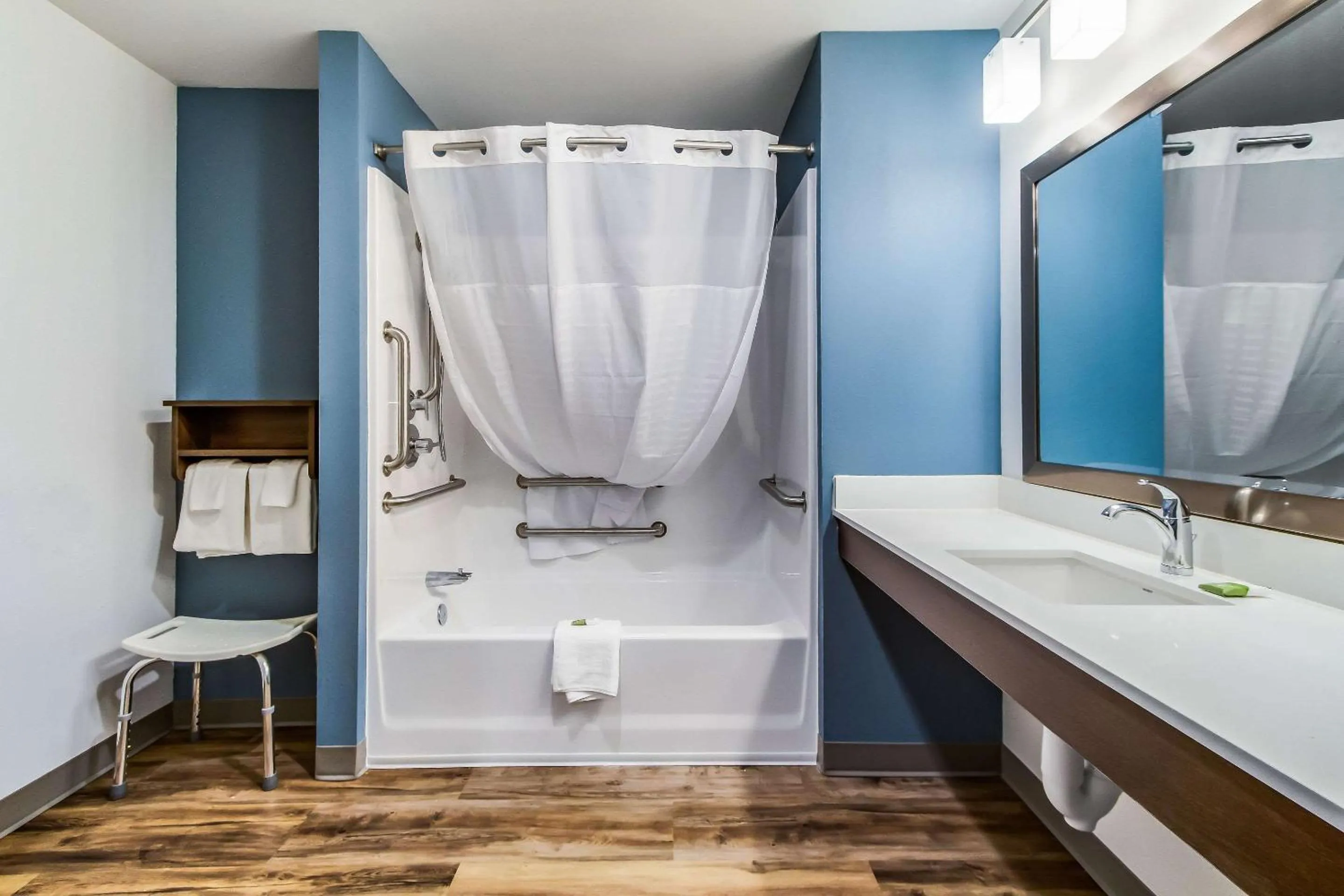 Bathroom in WoodSpring Suites Harrisburg Linglestown