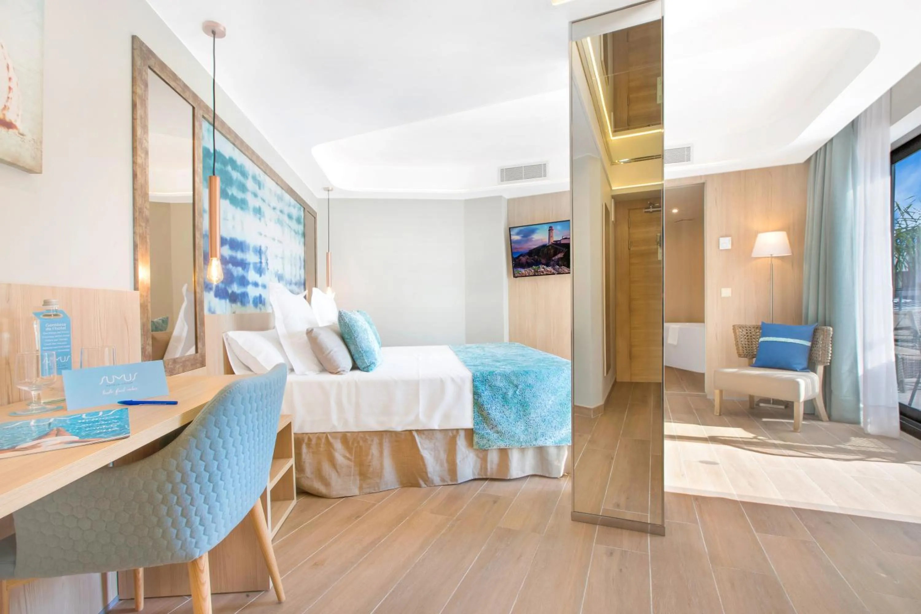 Coffee/tea facilities, Bed in Sumus Hotel Stella and Spa 4S Adults Recommended