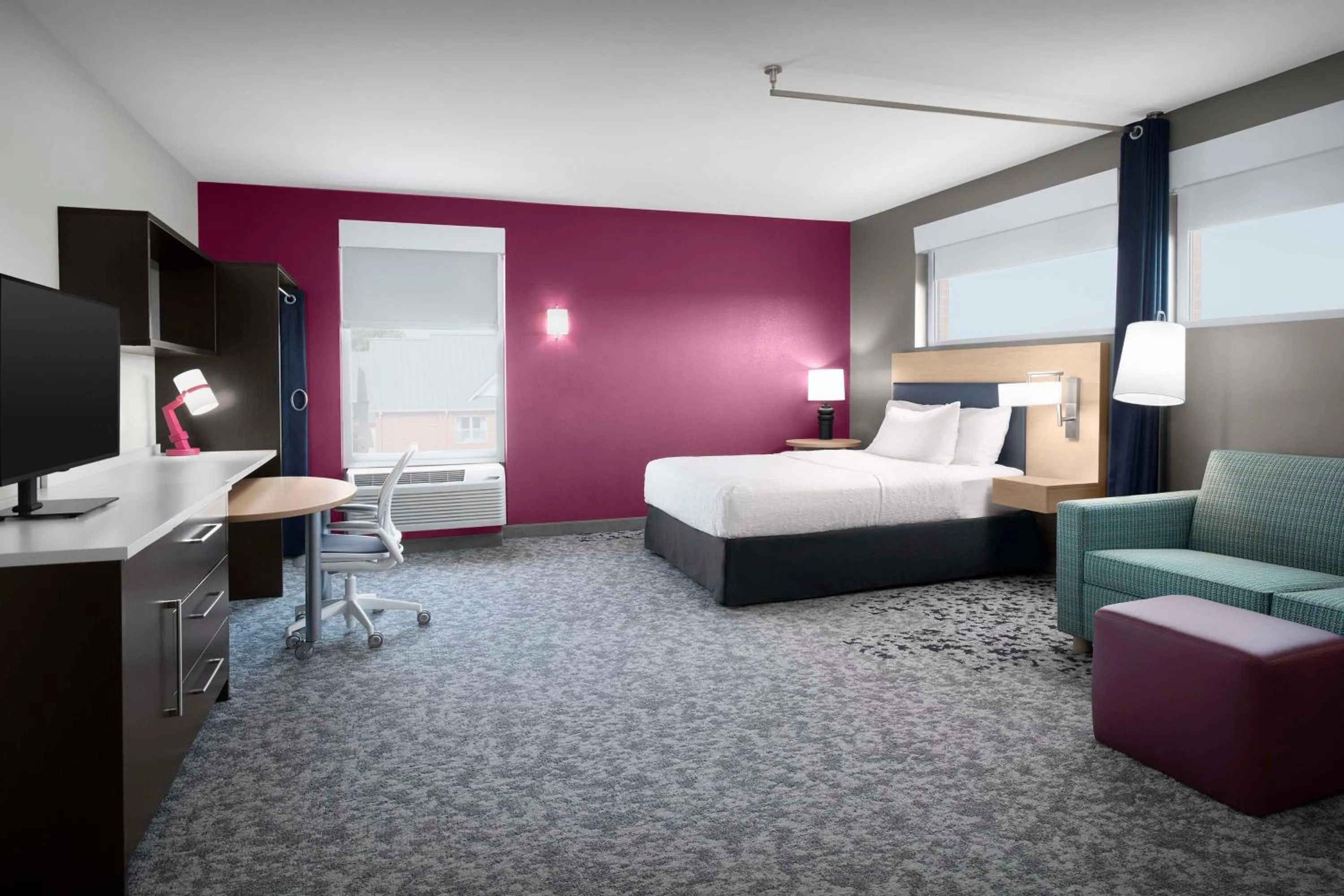 Living room, Bed in Home2 Suites by Hilton Greensboro Airport, NC