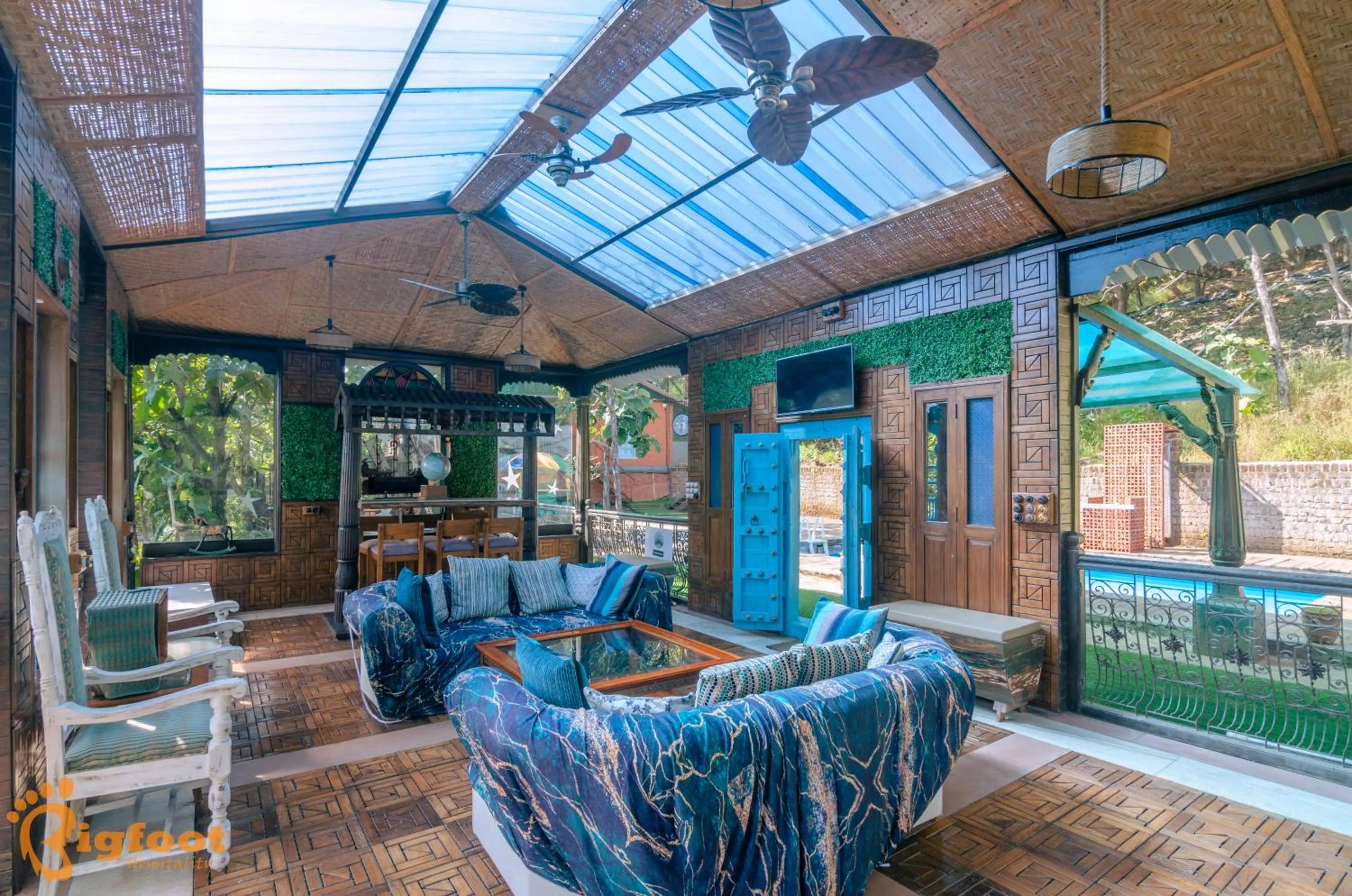 Seating area in Ekayana Resorts and Agri Tourism, Mulshi