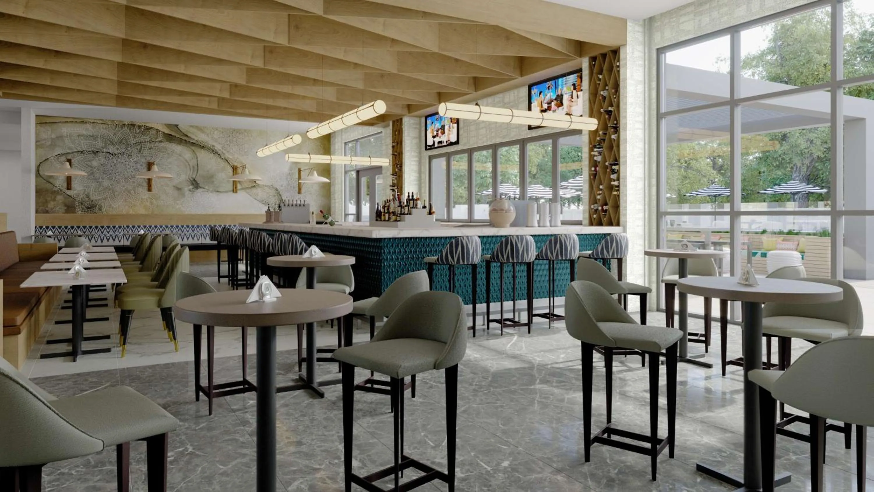 Pool view in Hyatt House Orlando Airport