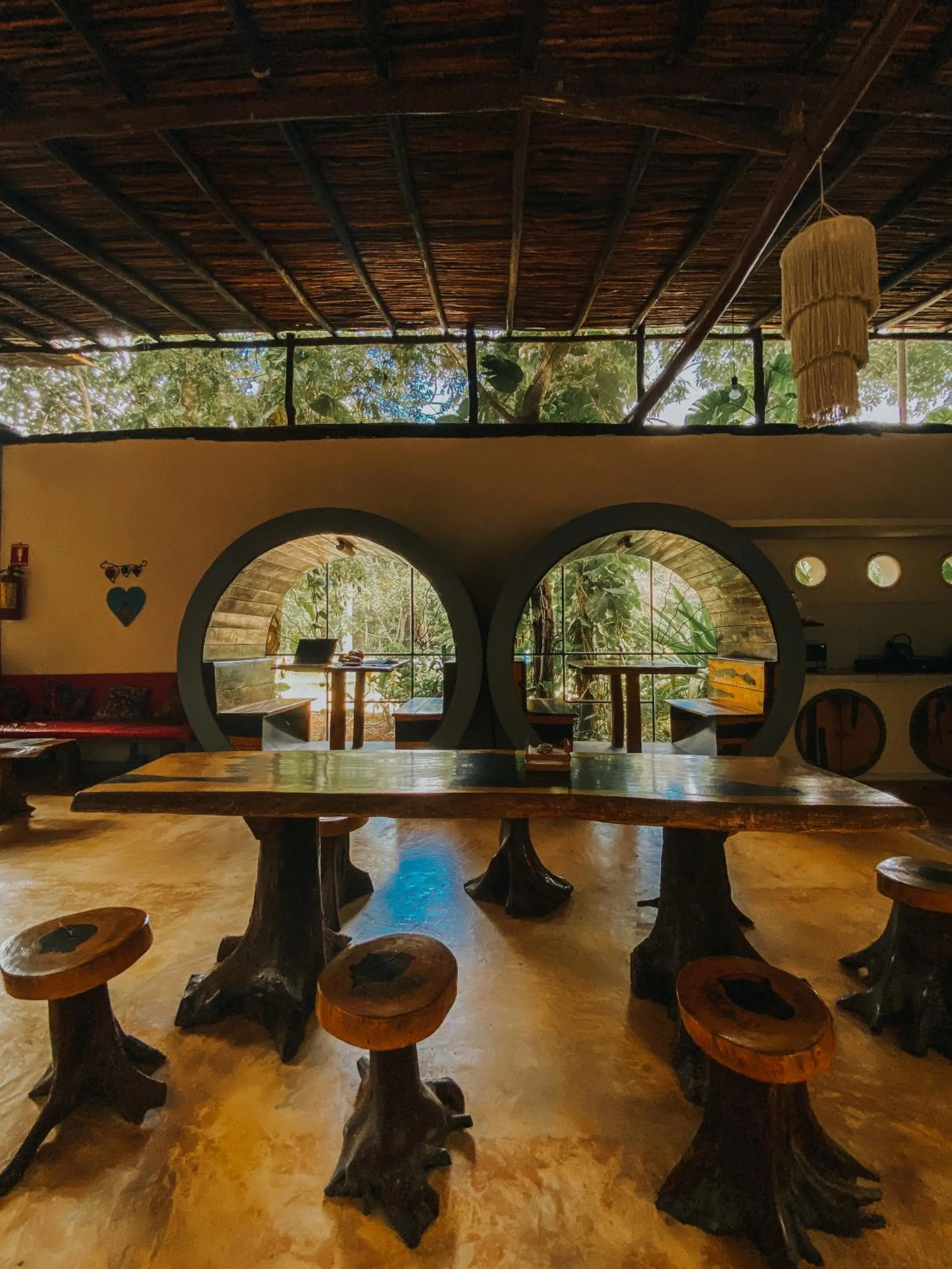Seating area in Tubo Tulum Hostel