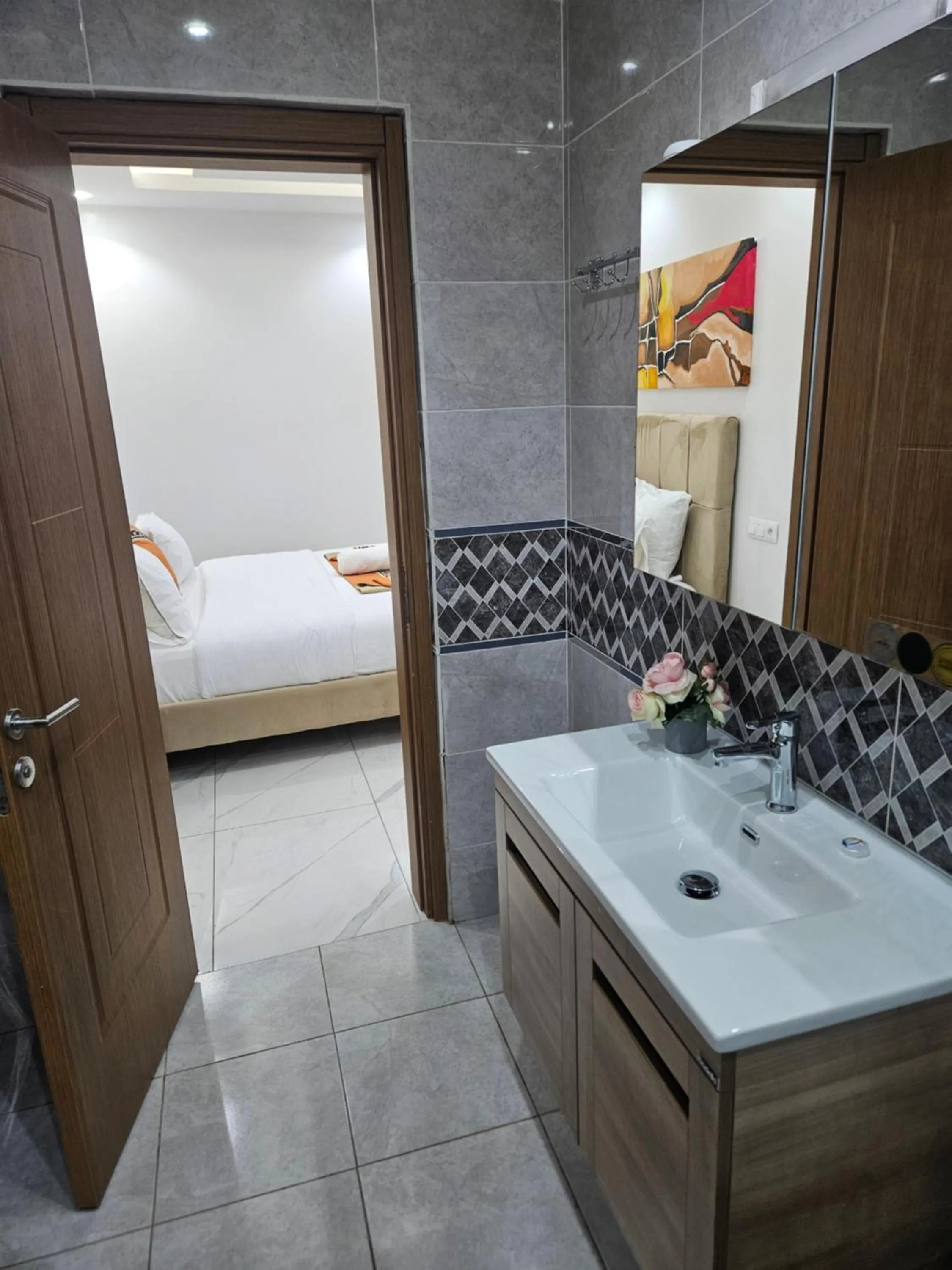 Bathroom, Bed in MARINA APPART Hôtel