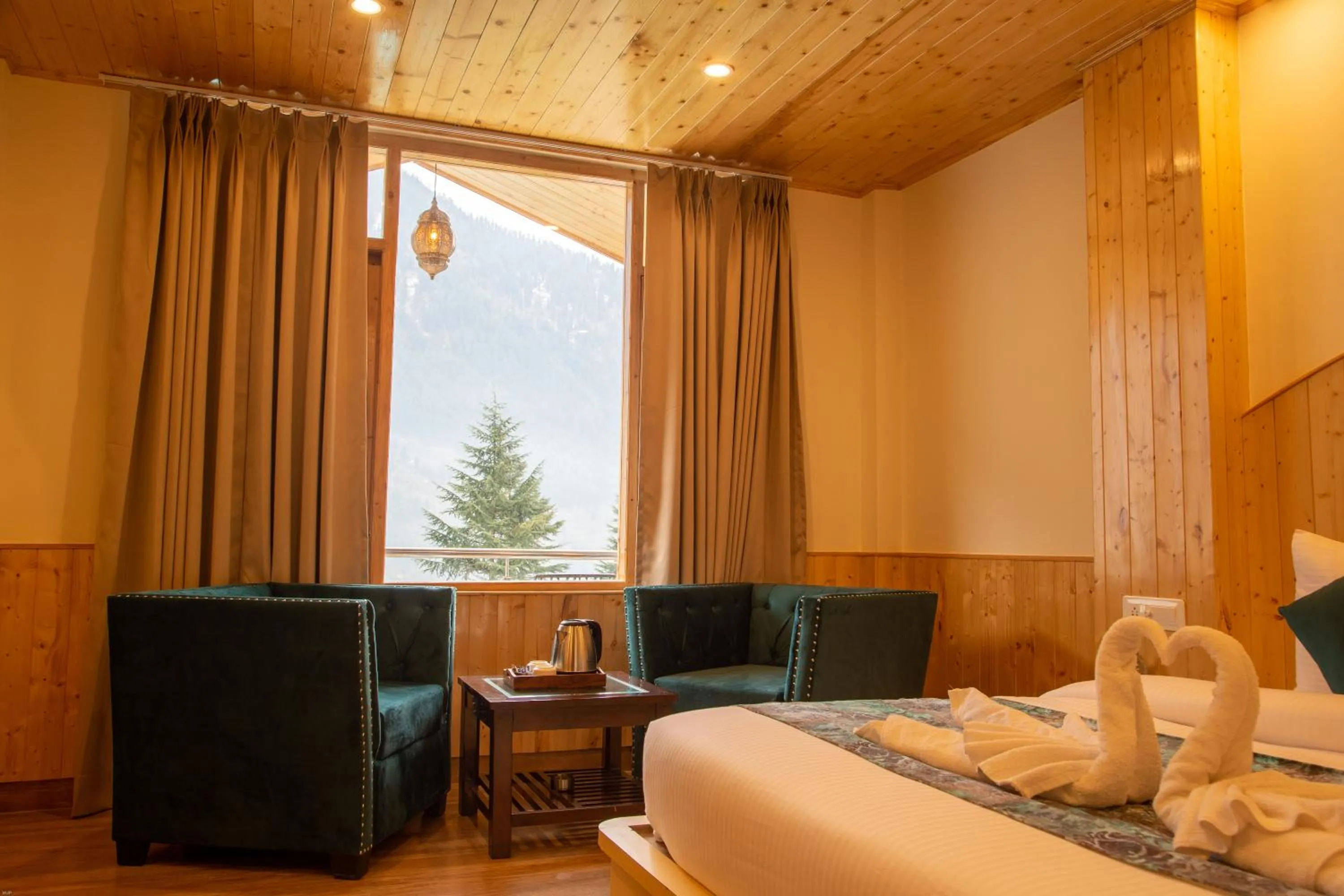 Seating area in North Deodar Avenue, Manali