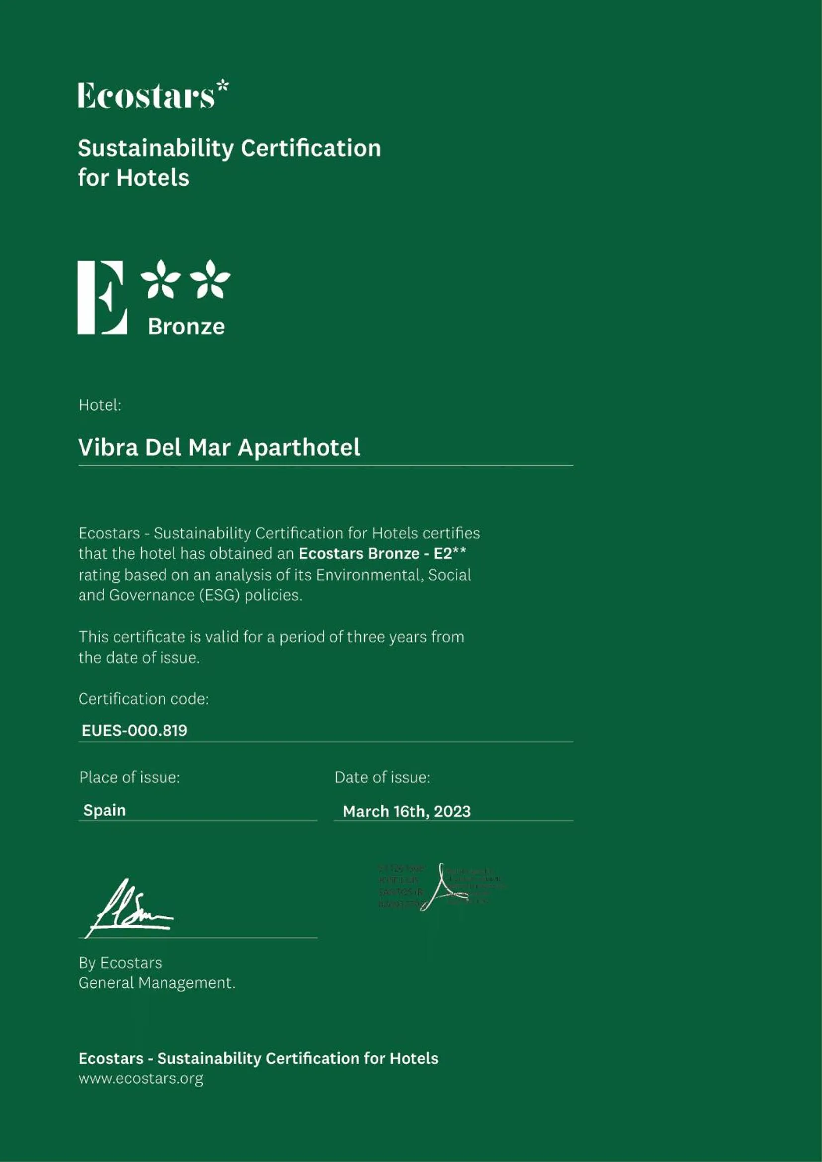 Logo/Certificate/Sign in Aparthotel Vibra del Mar - Adults only