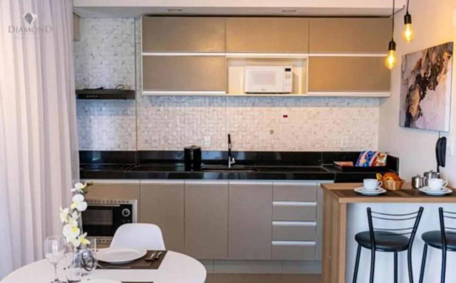 Kitchen or kitchenette in Diamond Hotéis e Flats