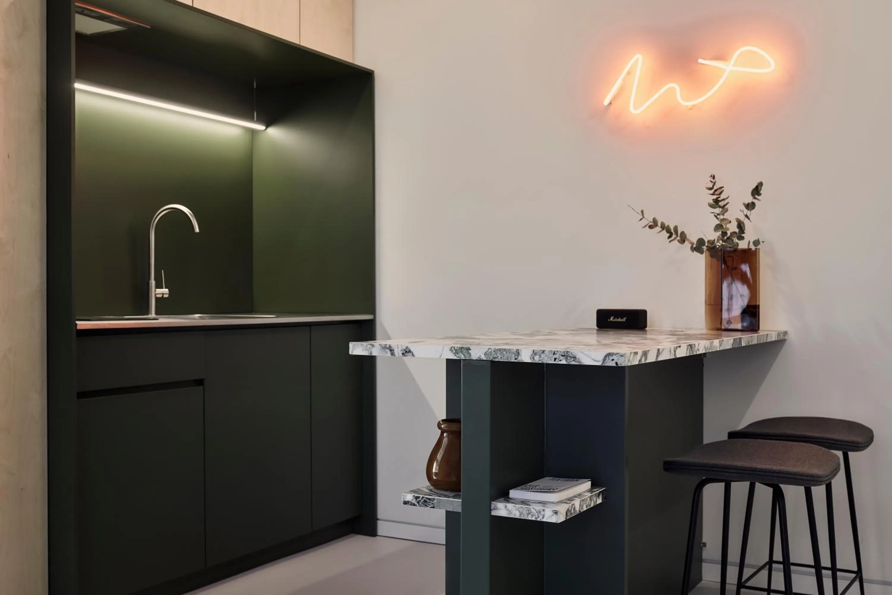 Kitchen or kitchenette in The Newel Metaxourgeio by Athens Stay