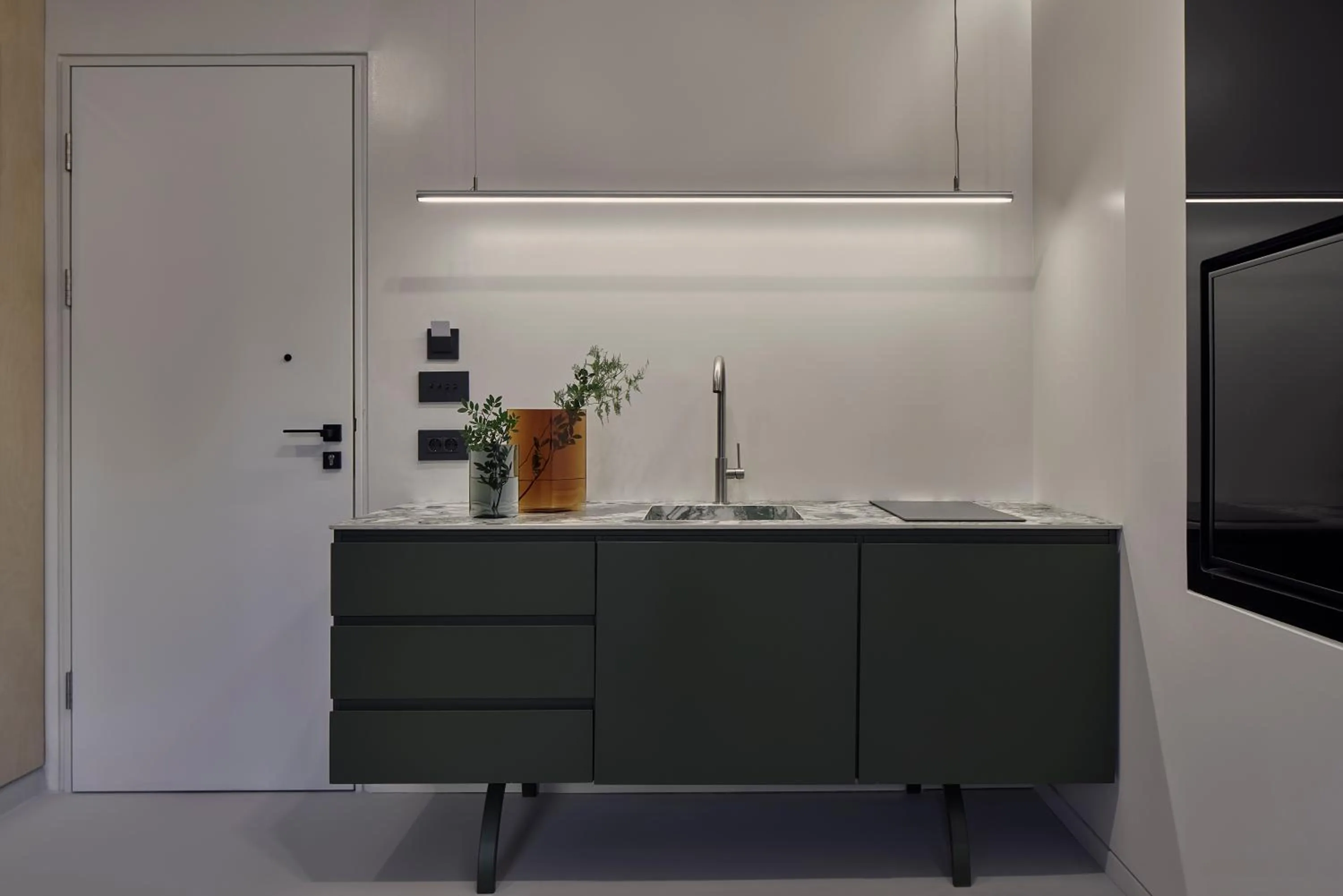 Kitchen or kitchenette in The Newel Metaxourgeio by Athens Stay