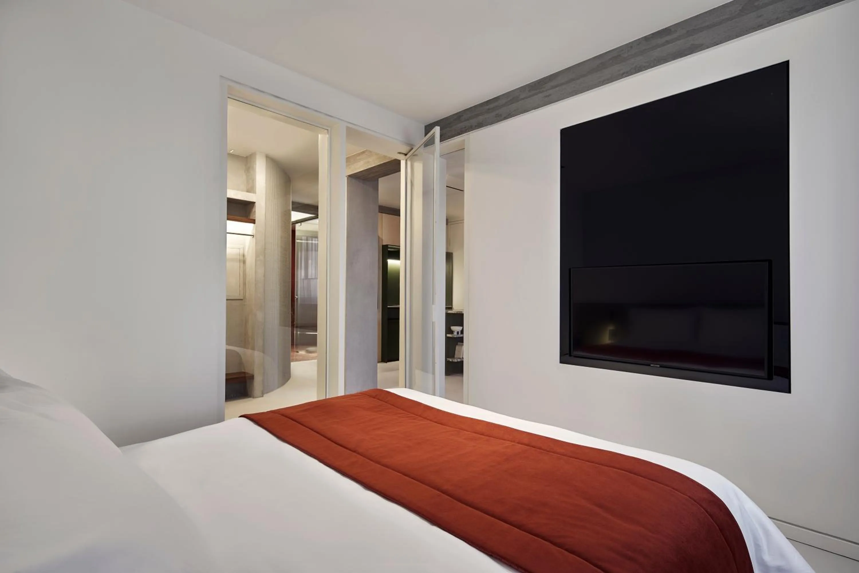 Bed in The Newel Metaxourgeio by Athens Stay