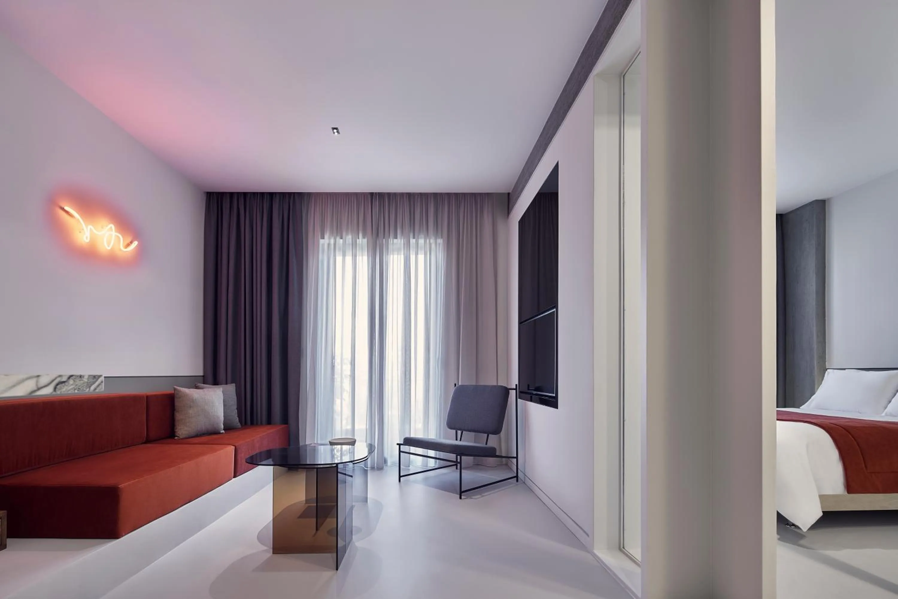 Living room, Bed in The Newel Metaxourgeio by Athens Stay