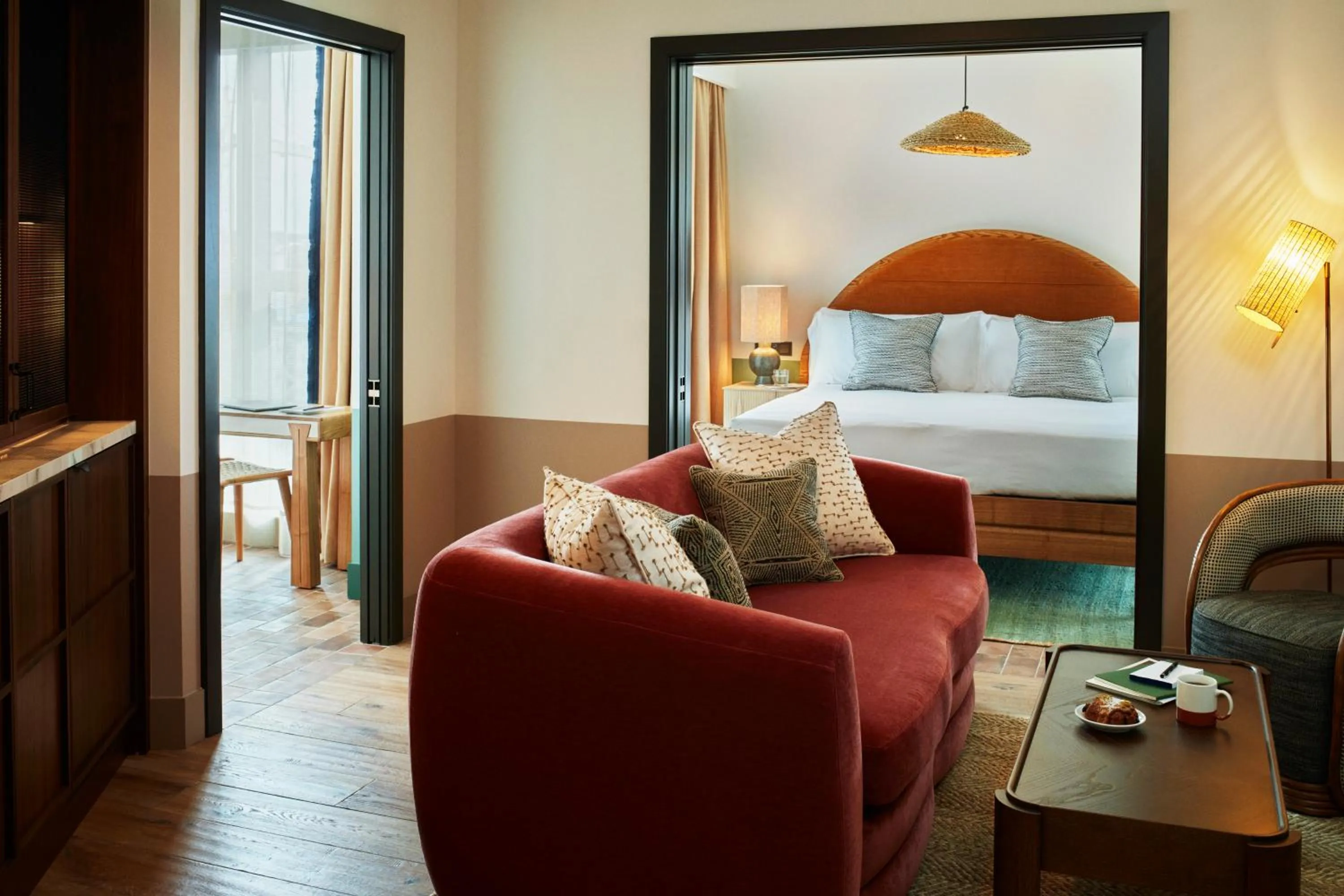 Living room, Bed in The Hoxton, Poblenou