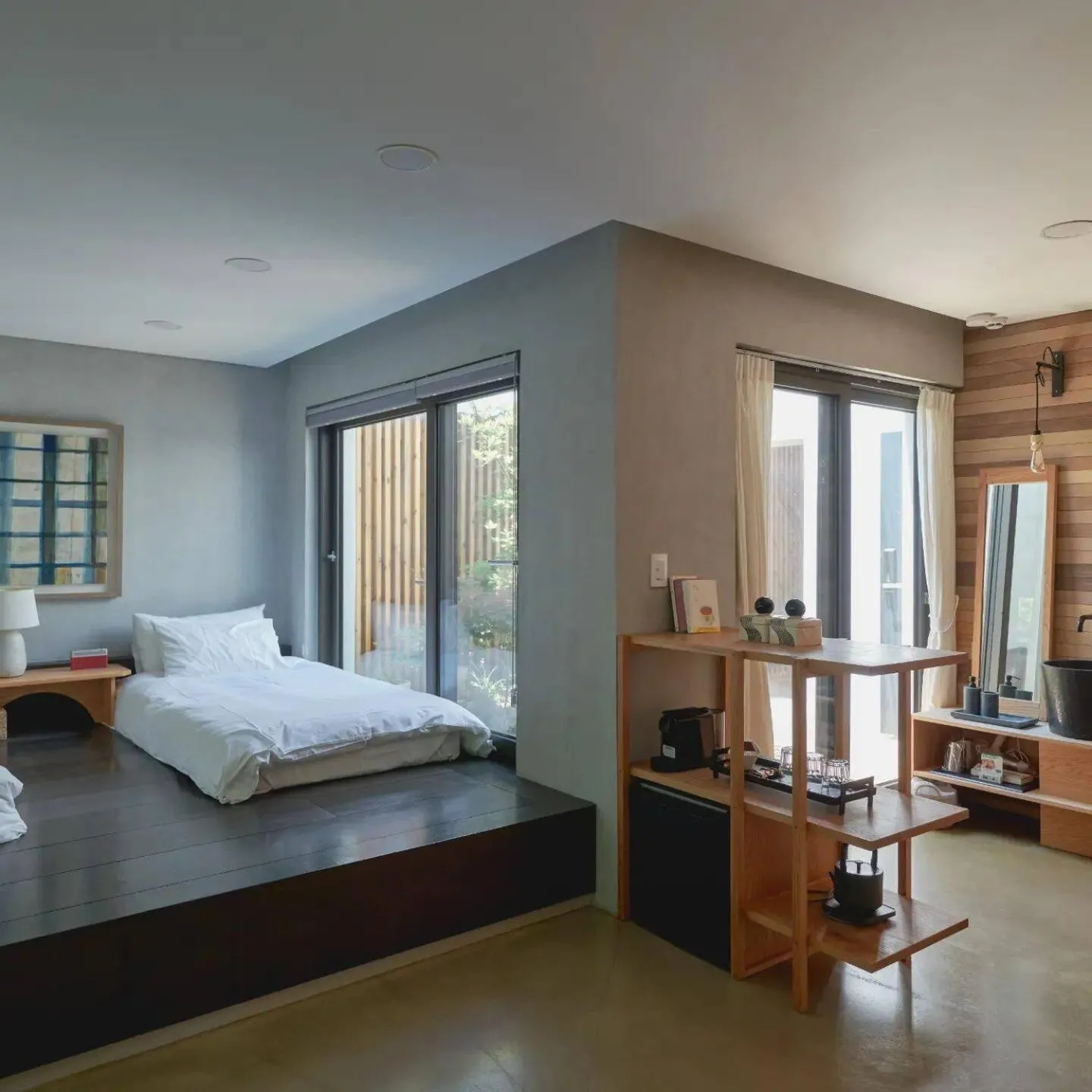 Bed in Scenery after Rain