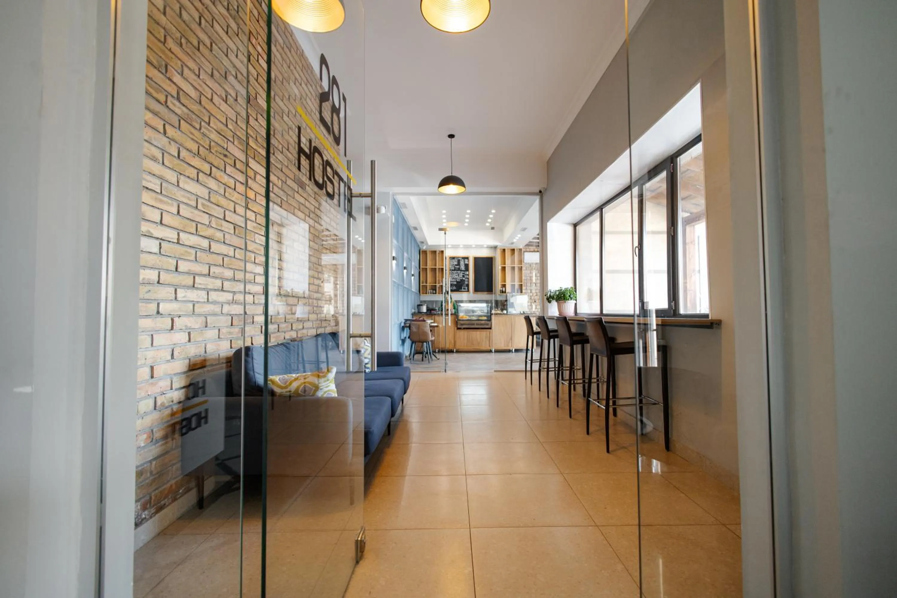 Seating area in 281 Hostel