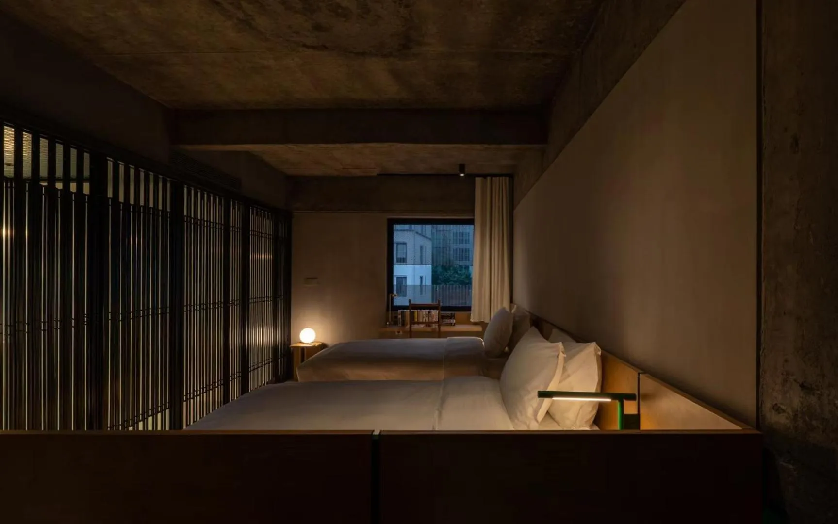 Photo of the whole room, Bed in Jiangnan House Nantou