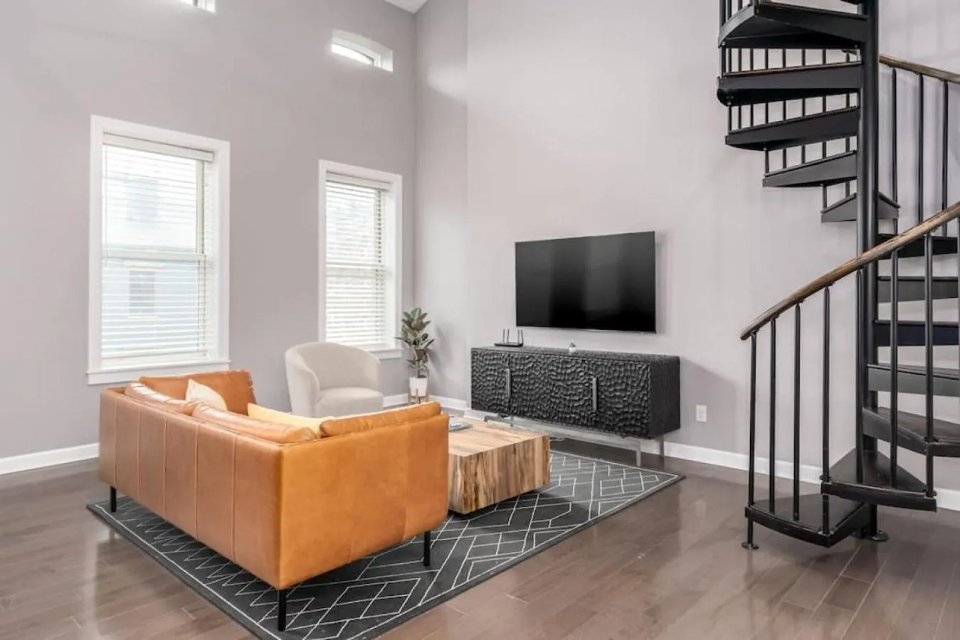 Living room in Soaring 2-Bedroom Parkside Loft Walkable to it All