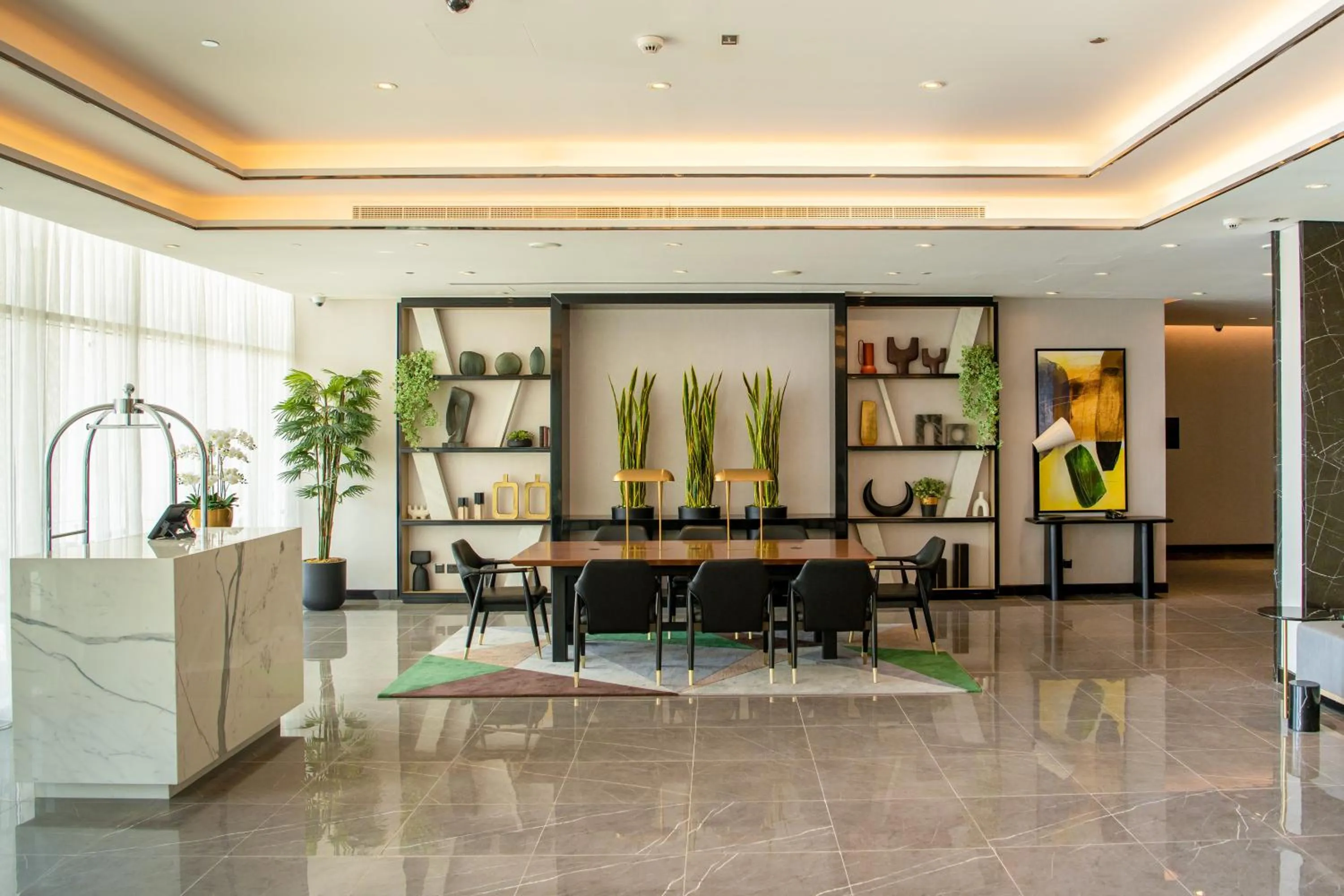 Lobby or reception in DAMAC Hills 2 Hotel, an Edge by Rotana Hotel