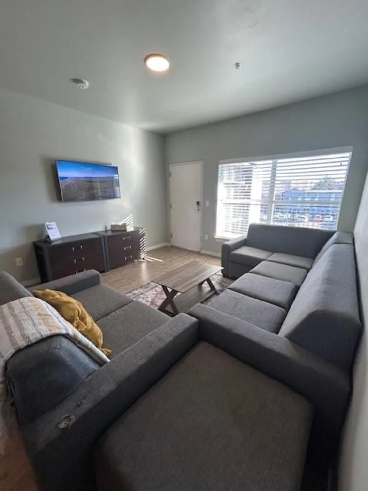 TV and multimedia in Bringham's Mill Apartments Perfect for Groups Full Kitchen Gym and Free Parking