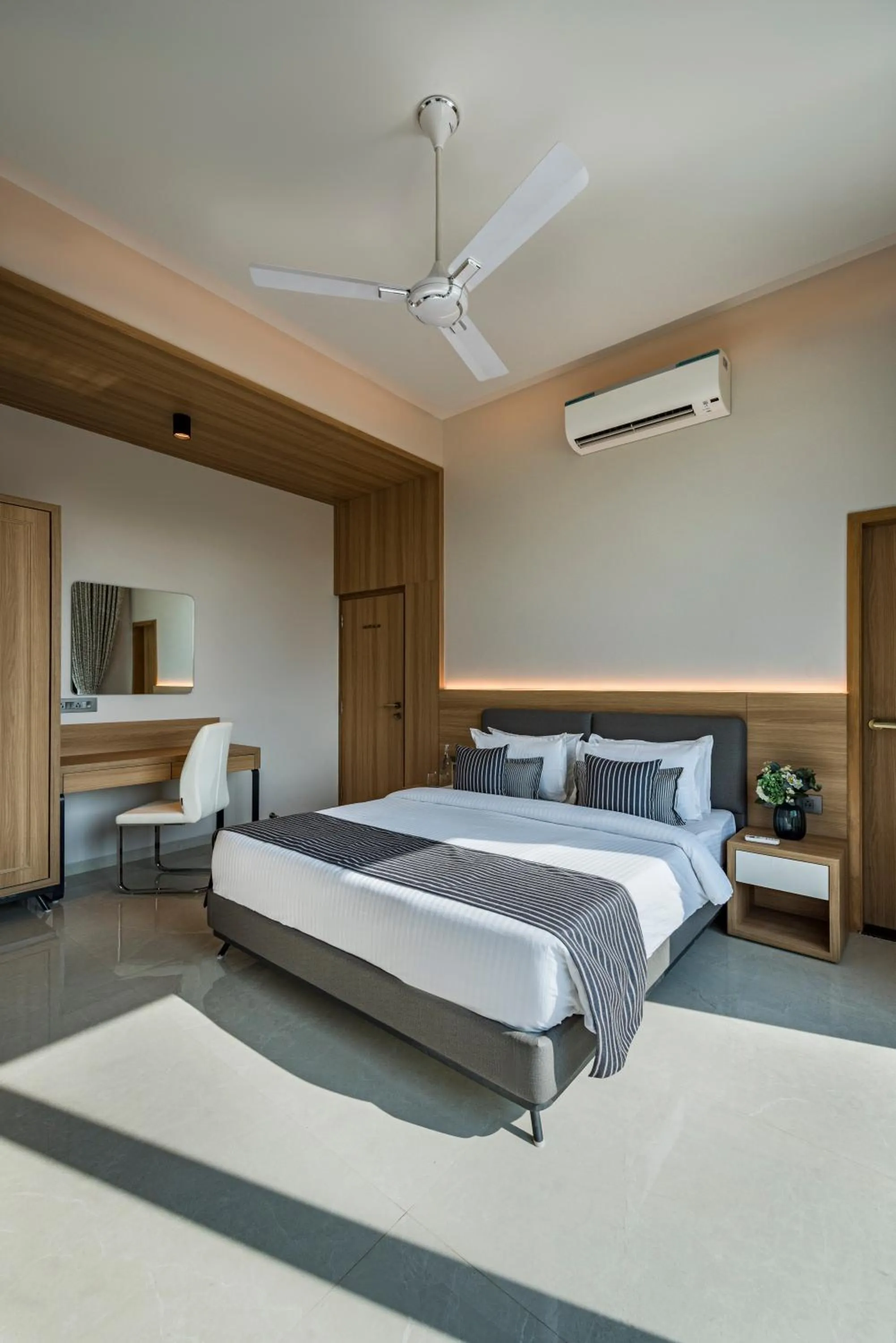 Bed in SaffronStays Nishta - 4BR pet-friendly villa with pool, turf, gazebo & terrace BBQ views in Alibaug