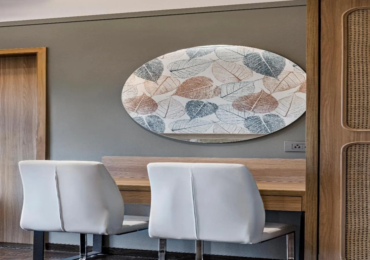 Decorative detail in SaffronStays Nishta - 4BR pet-friendly villa with pool, turf, gazebo & terrace BBQ views in Alibaug