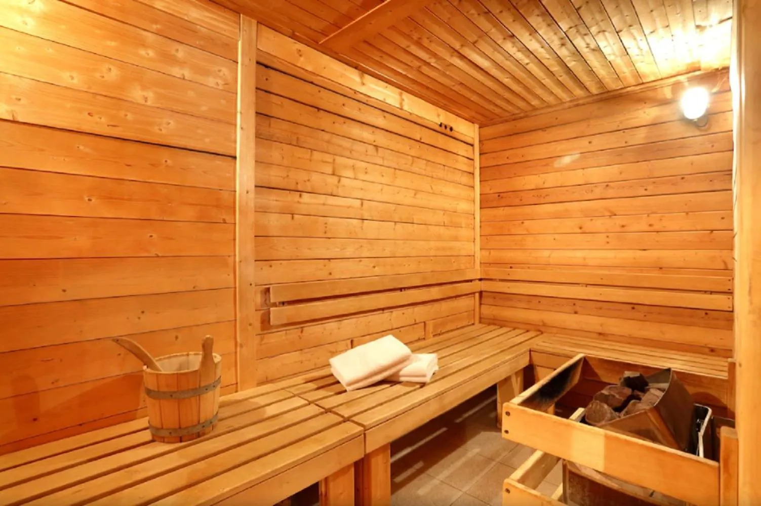 Sauna in Logis Chalet Hotel Vaccapark