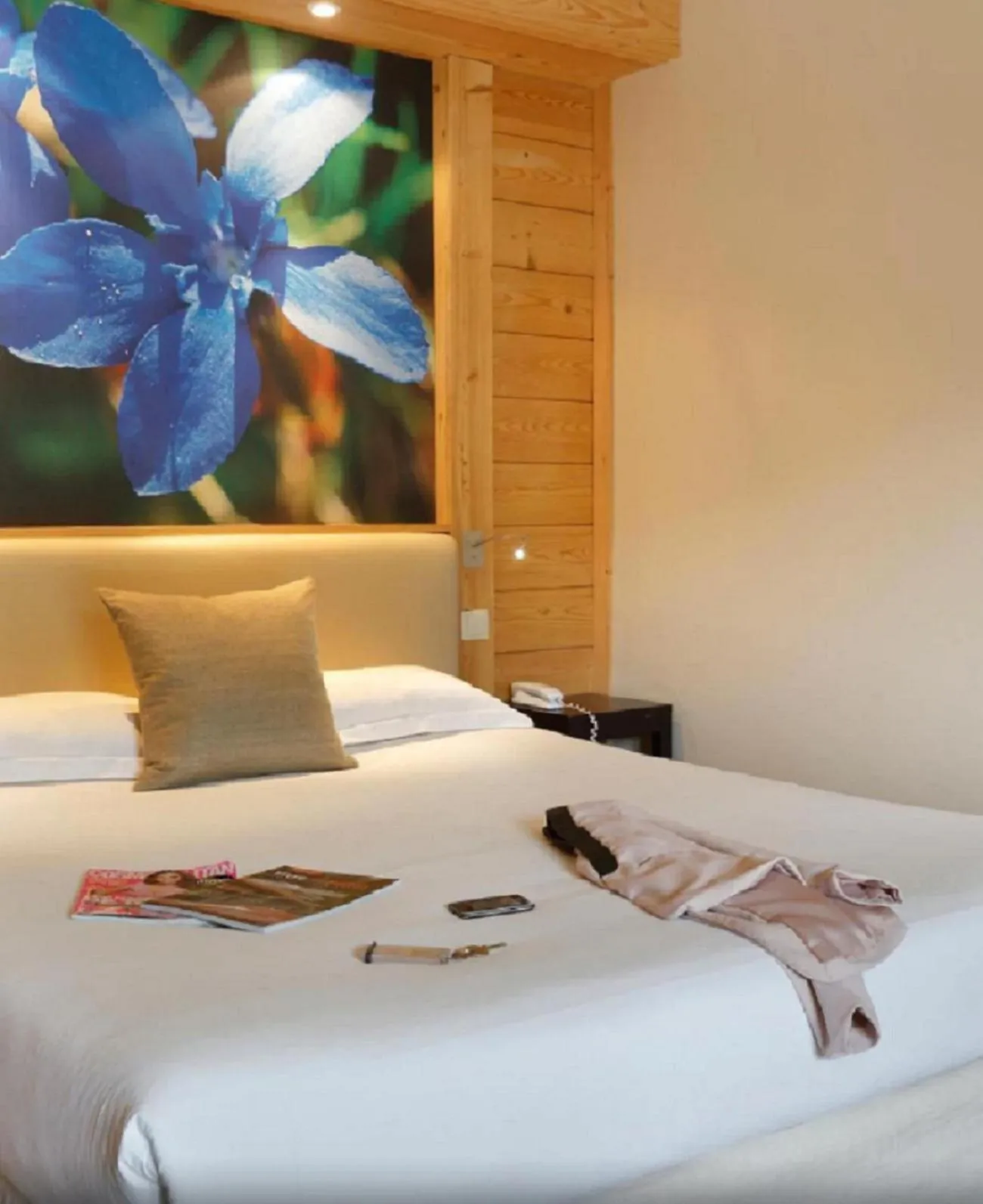 Bed in Logis Chalet Hotel Vaccapark