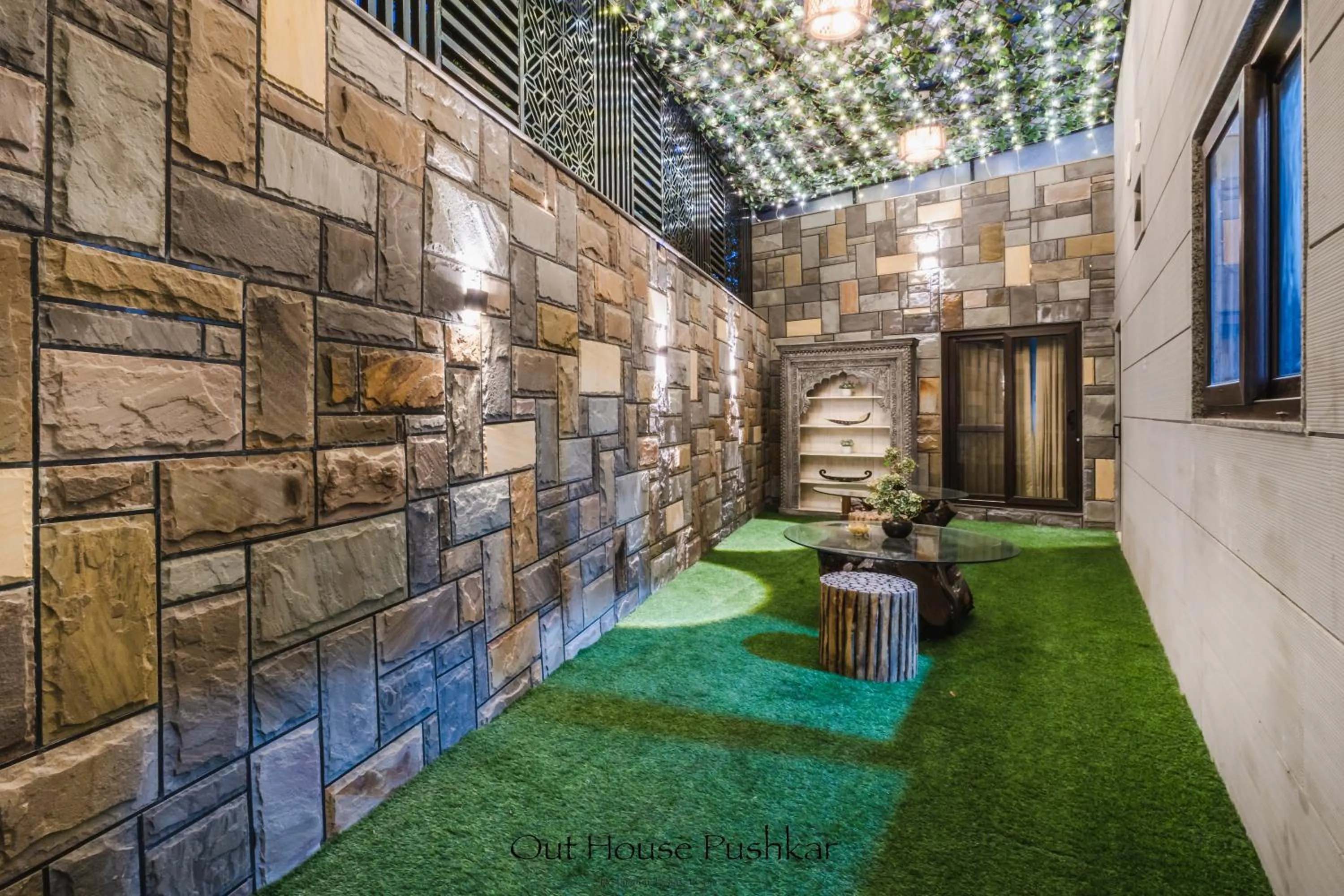 Garden view in The Out House Pushkar