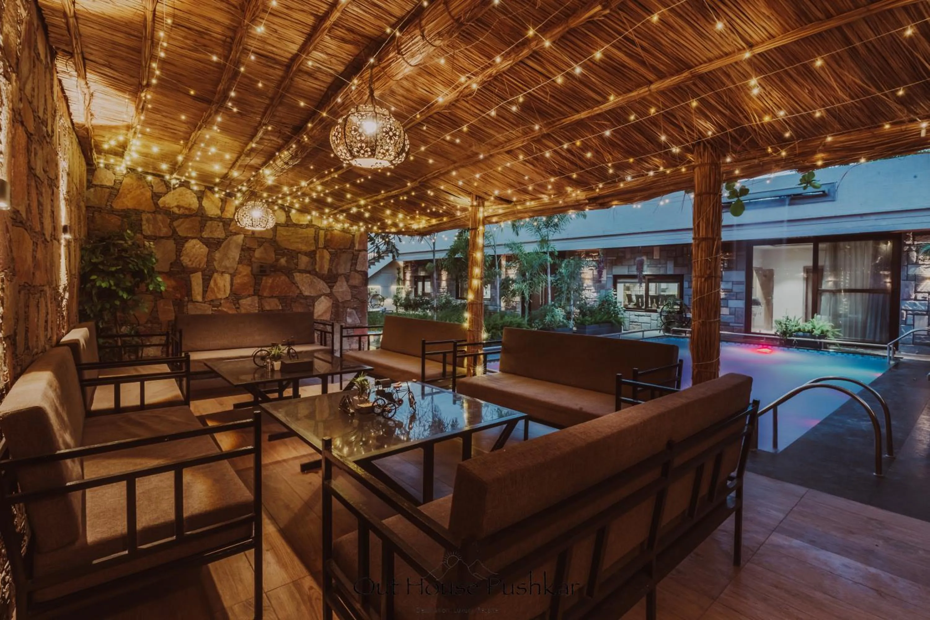 Dining area in The Out House Pushkar