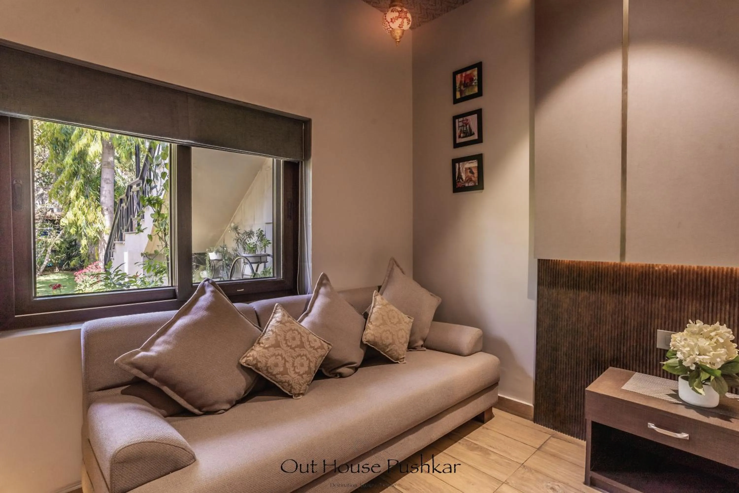 Seating area in The Out House Pushkar