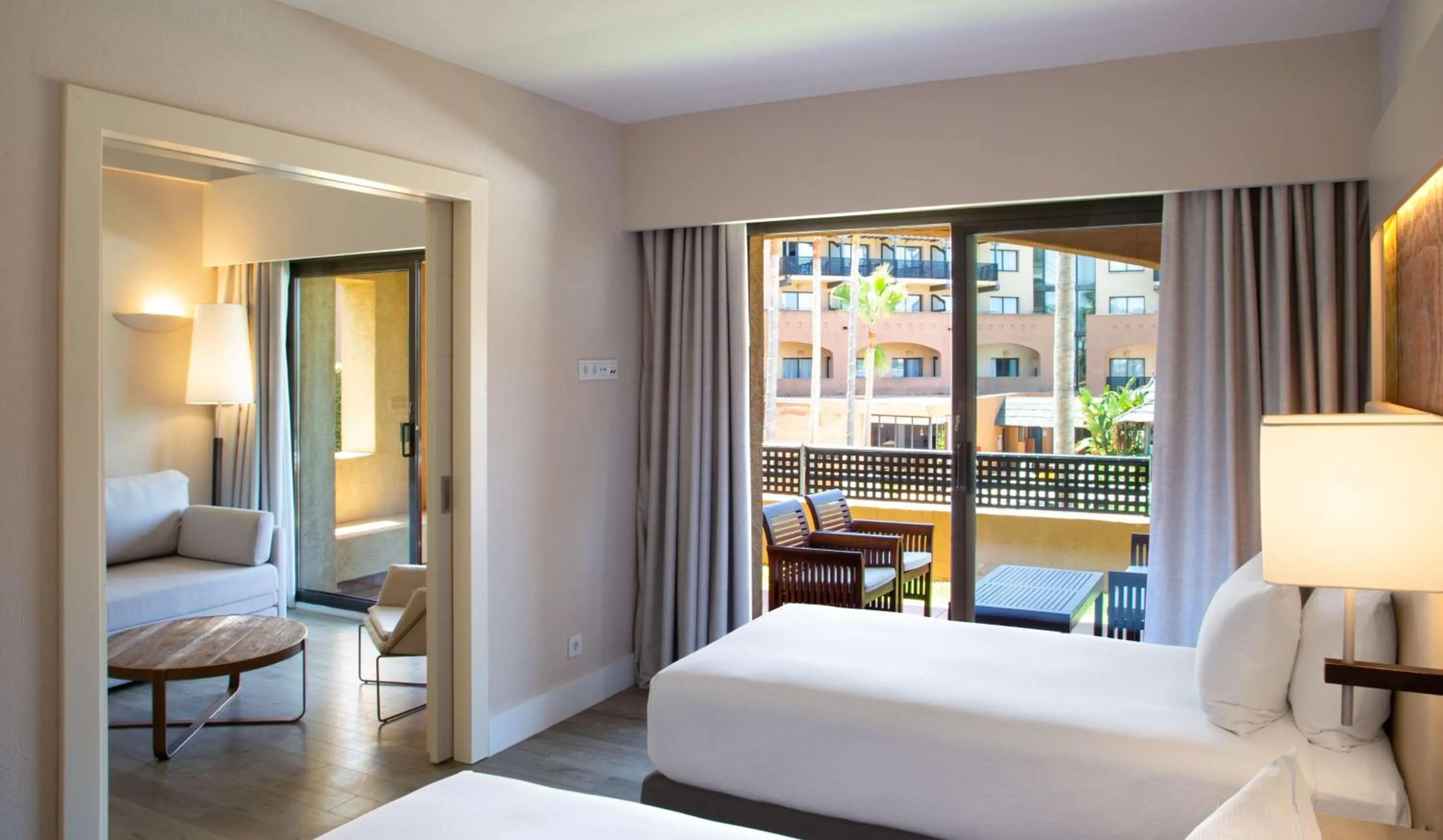 View (from property/room), Bed in DoubleTree by Hilton Islantilla Beach Golf Resort