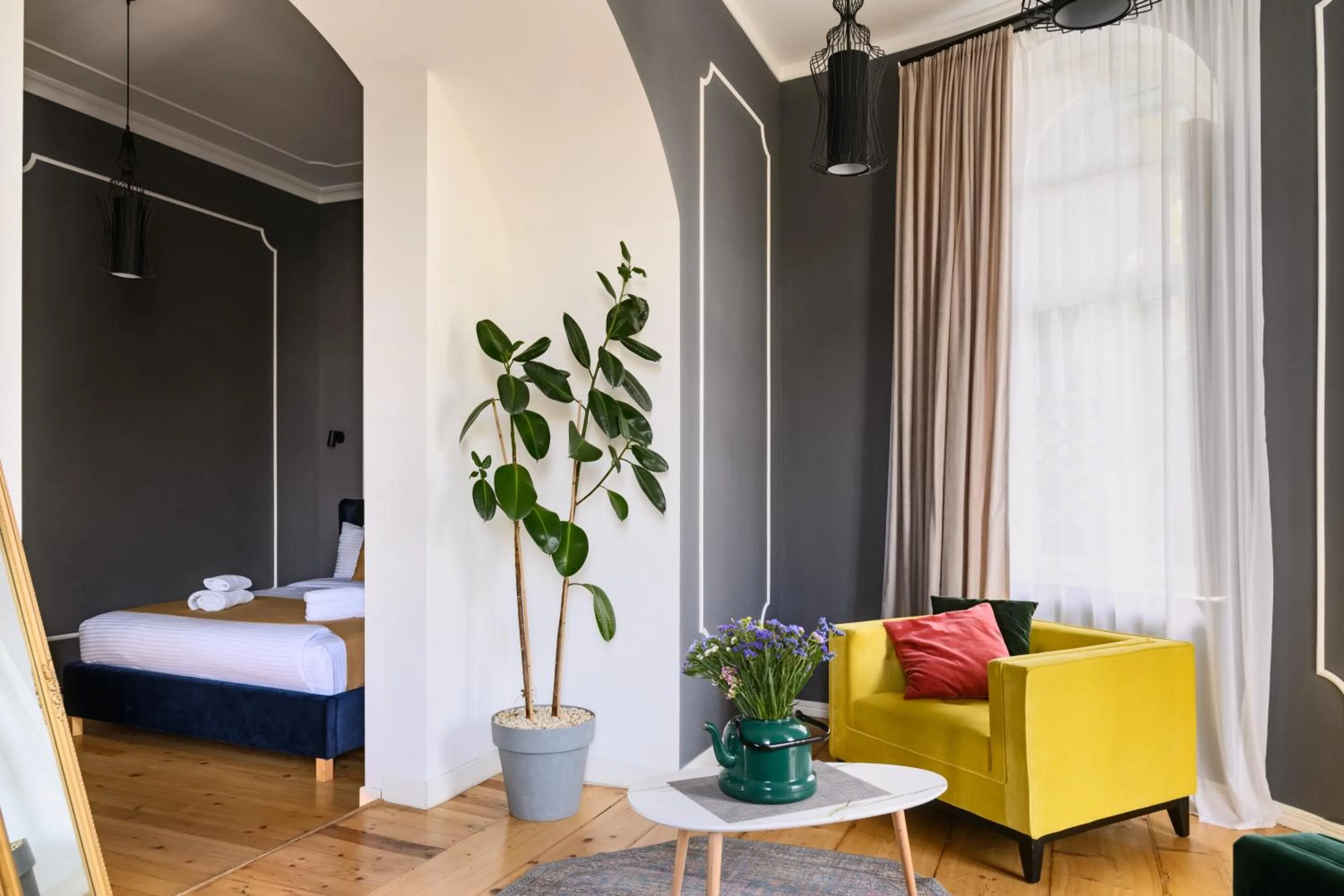 Bed in Blue Balcony Hotel