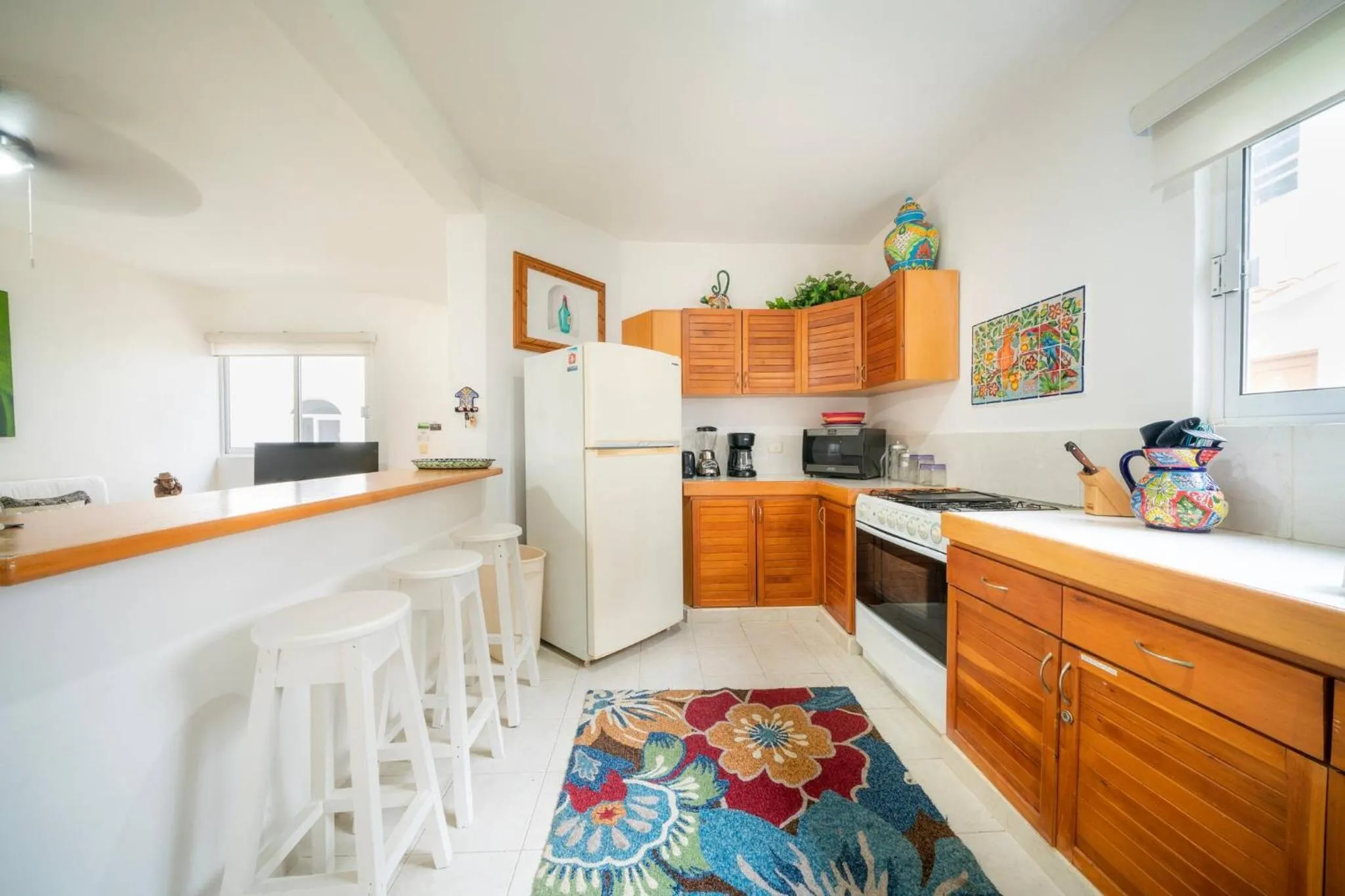 Kitchen or kitchenette in 3 BR Condo with Pool - Playacar Phase II - At Quintas Pakal Complex 21
