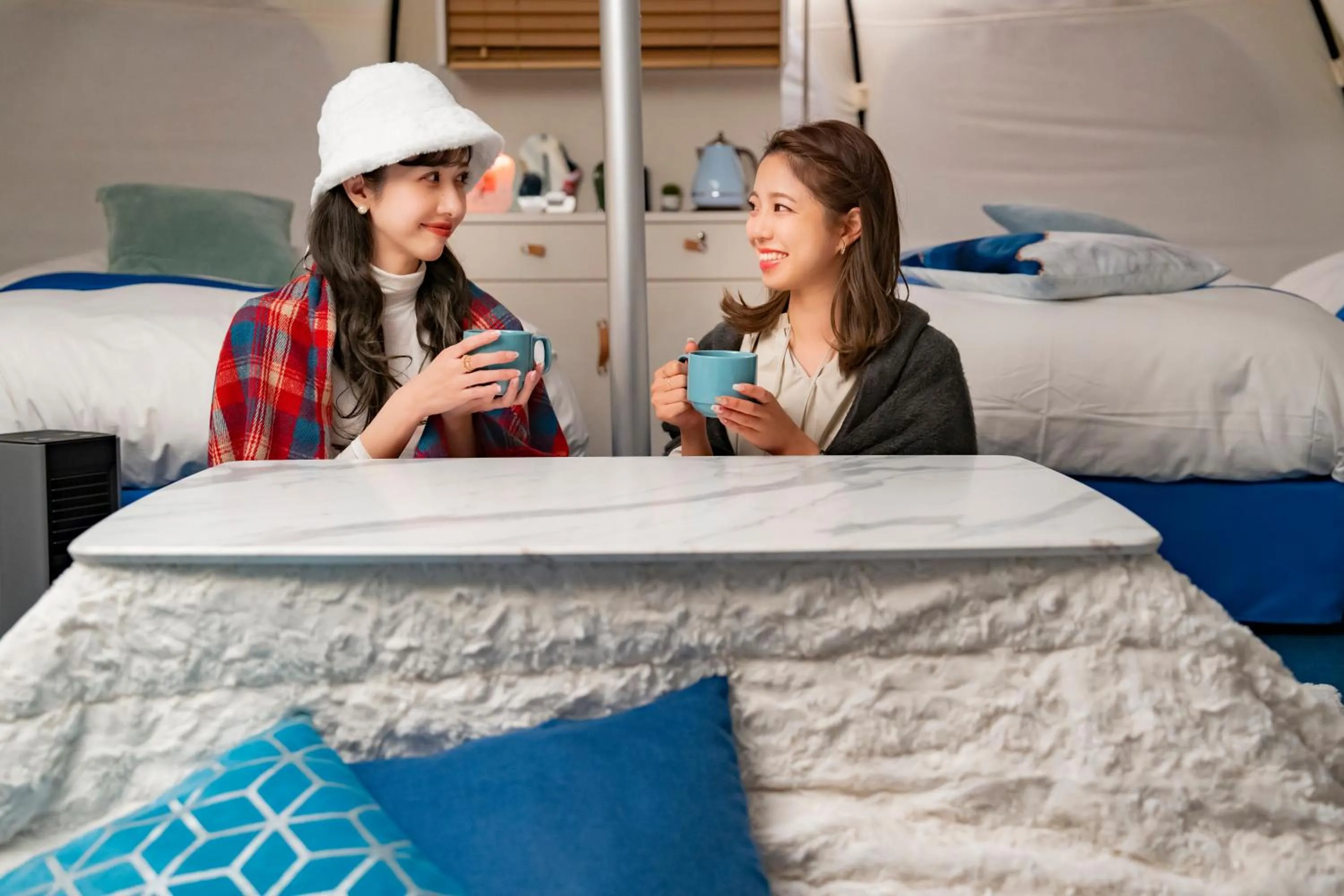 People, Bed in GLAMPREMIER Setouchi