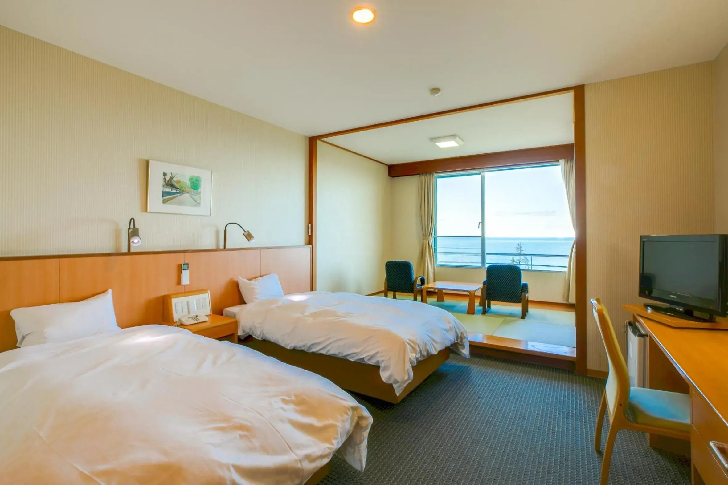 Twin Room with Tatami Area and Shared Bathroom - single occupancy in Kyukamura Echizen-Mikuni Twin Room with Tatami Area and Shared Bathroom - single occupancy in Kyukamura Echizen-Mikuni