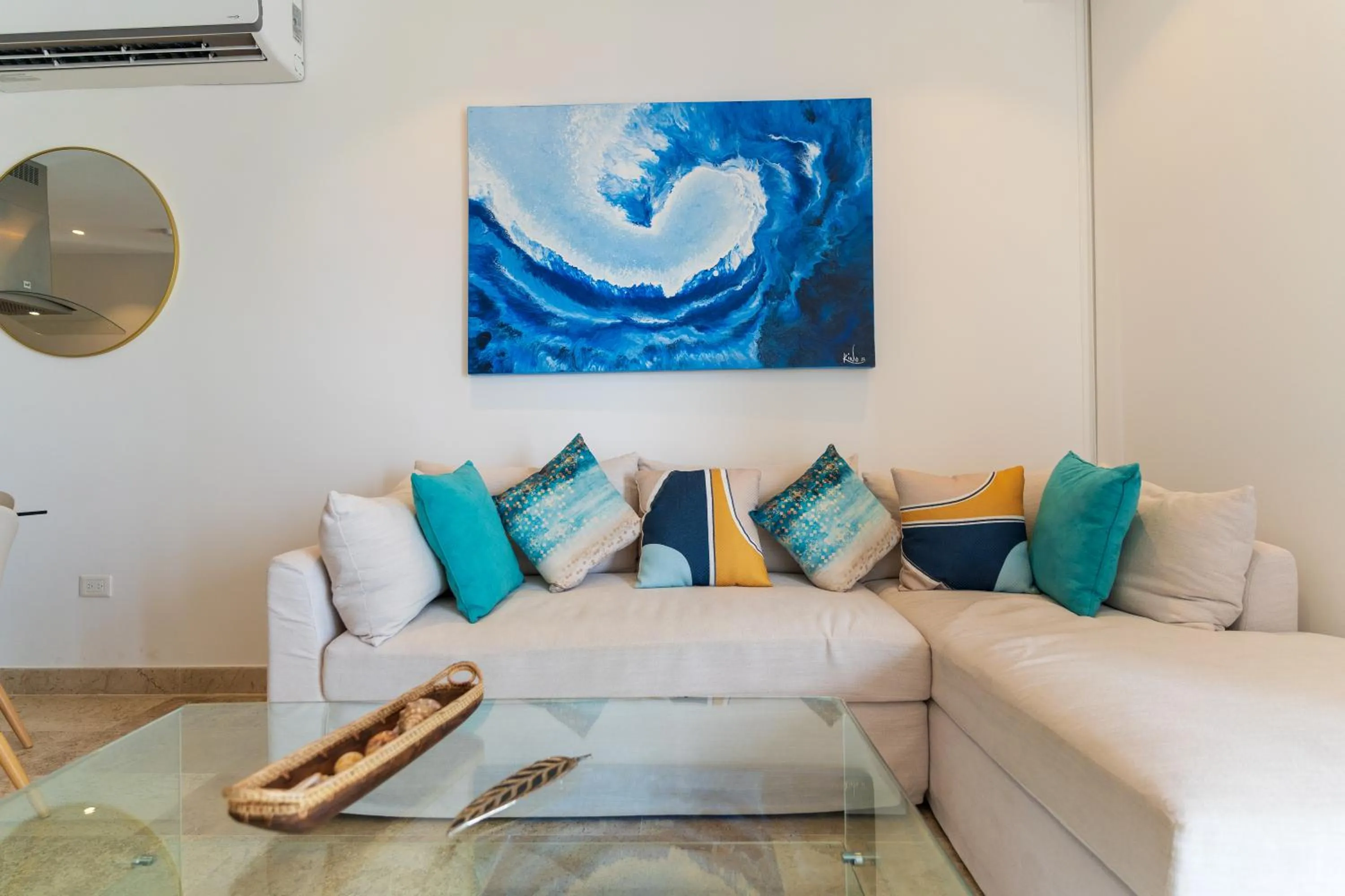 Living room in New & Equipped Apartment Steps From The Beach With Pool Jacuzzi By Yeah