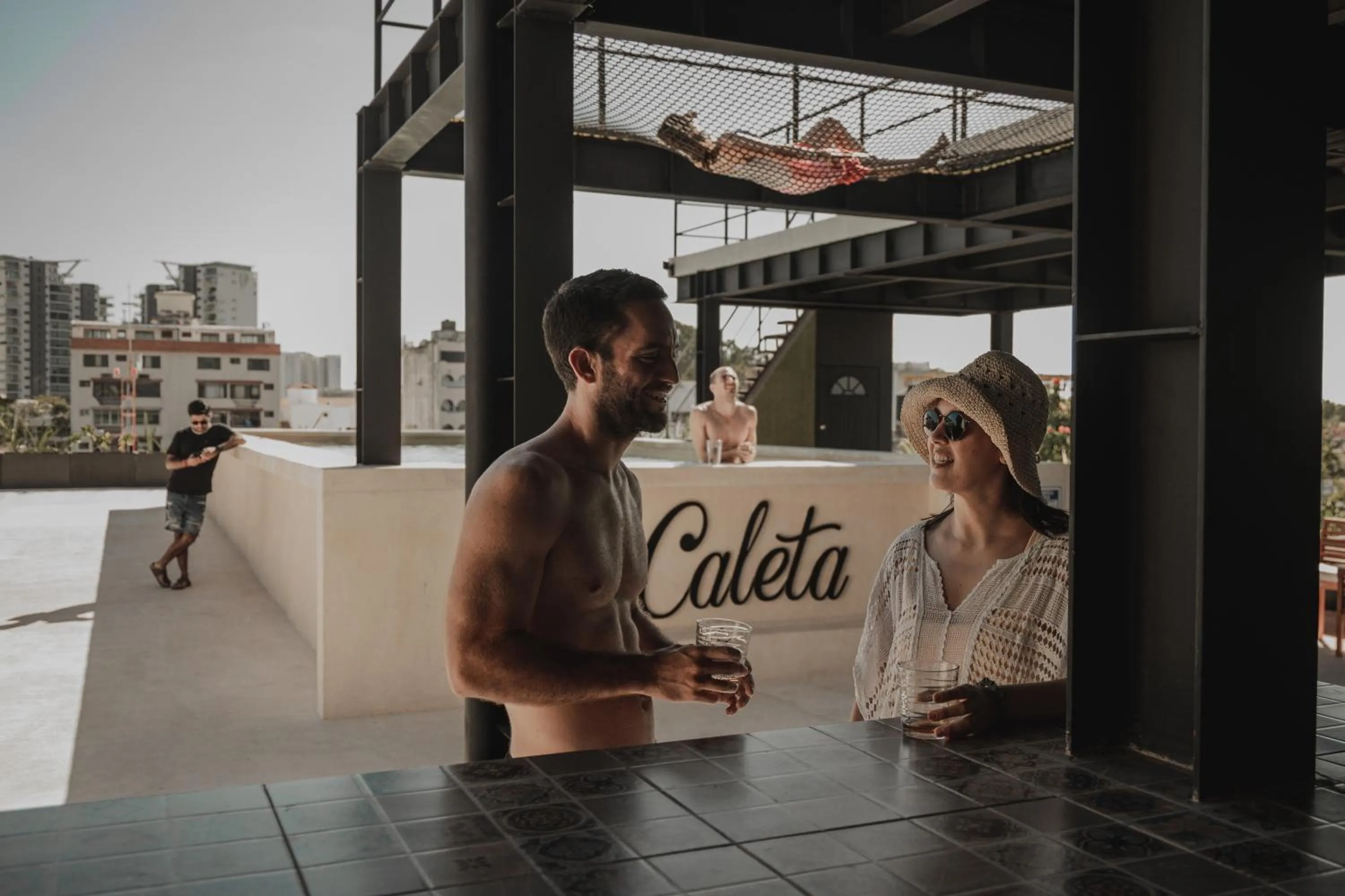 Patio in Caleta Hostel Rooftop & Pool