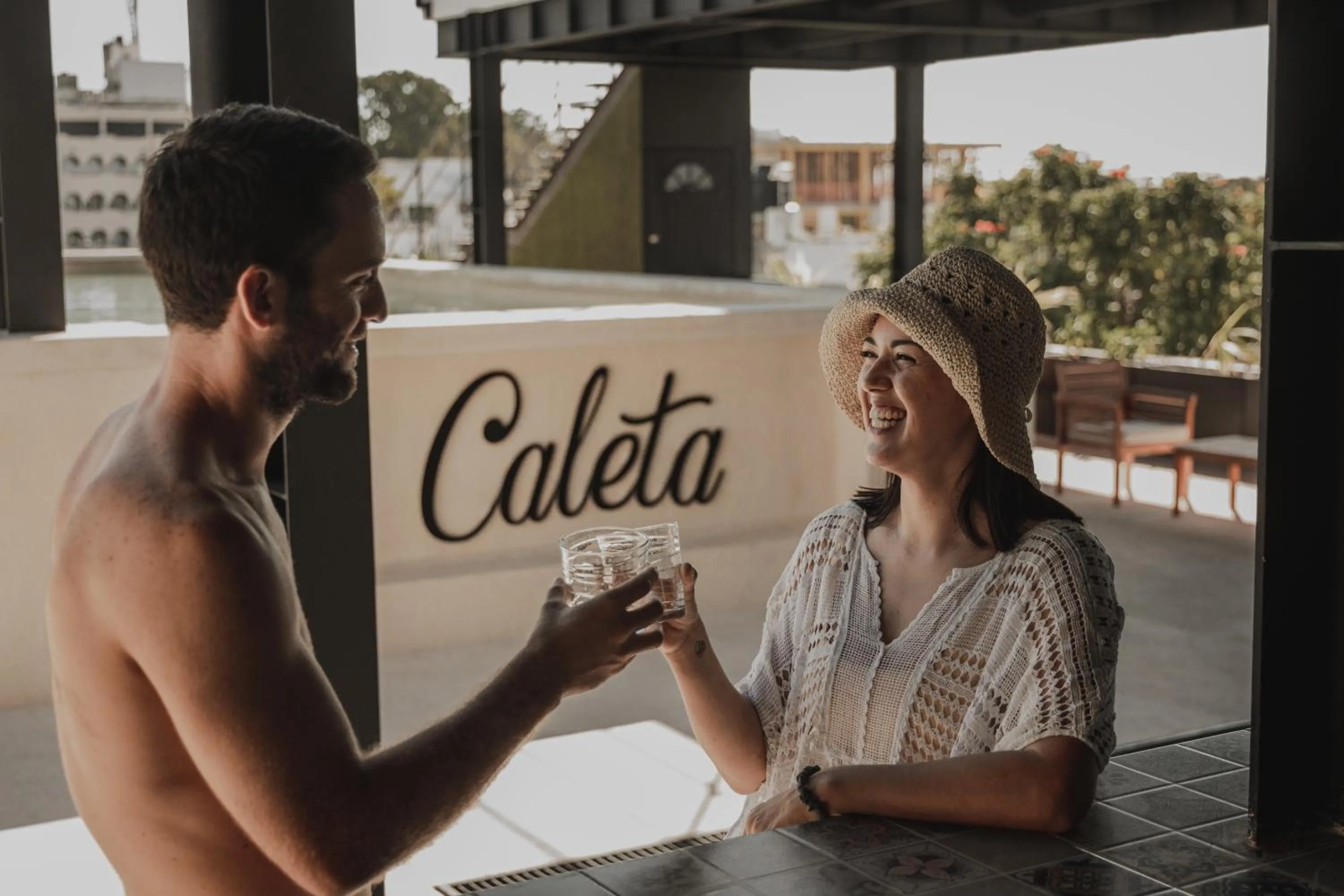 People in Caleta Hostel Rooftop & Pool