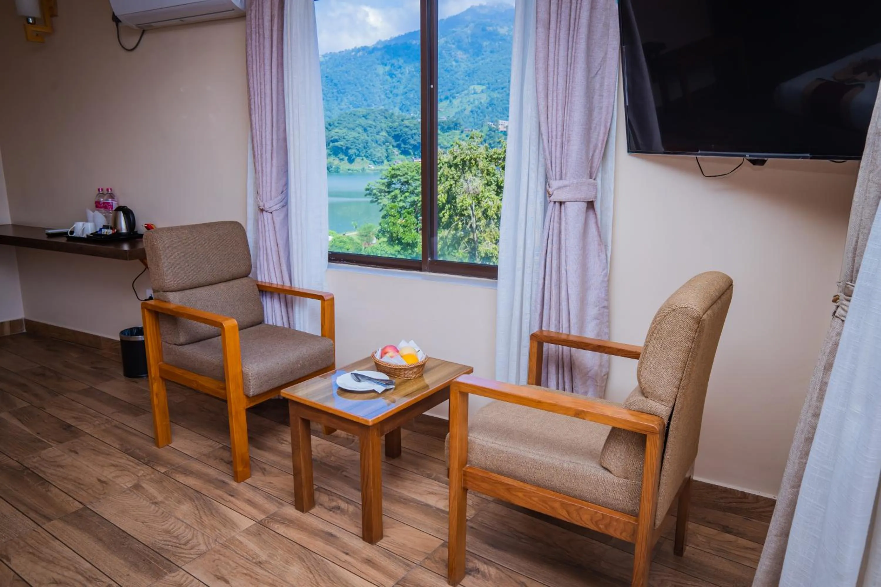 Seating area in Hotel Fewa Camp