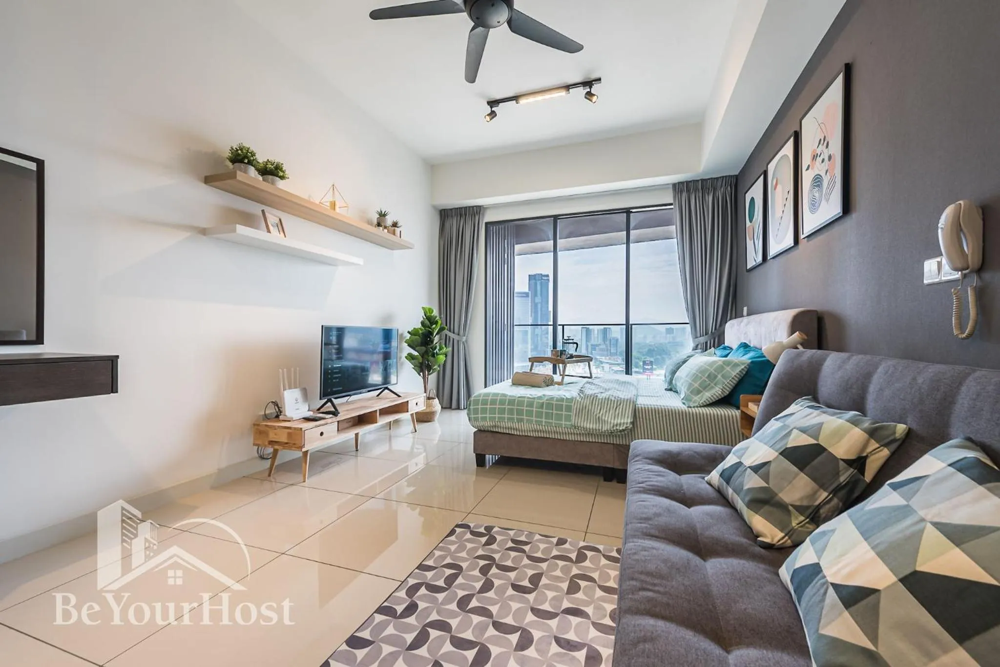 Living room, Bed in Continew Residences Kuala Lumpur