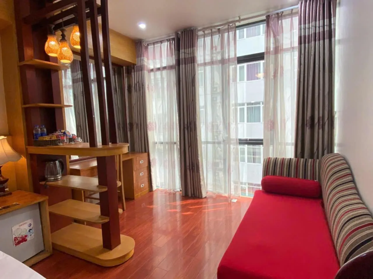 View (from property/room), Bed in Moon Hotel Cau Giay