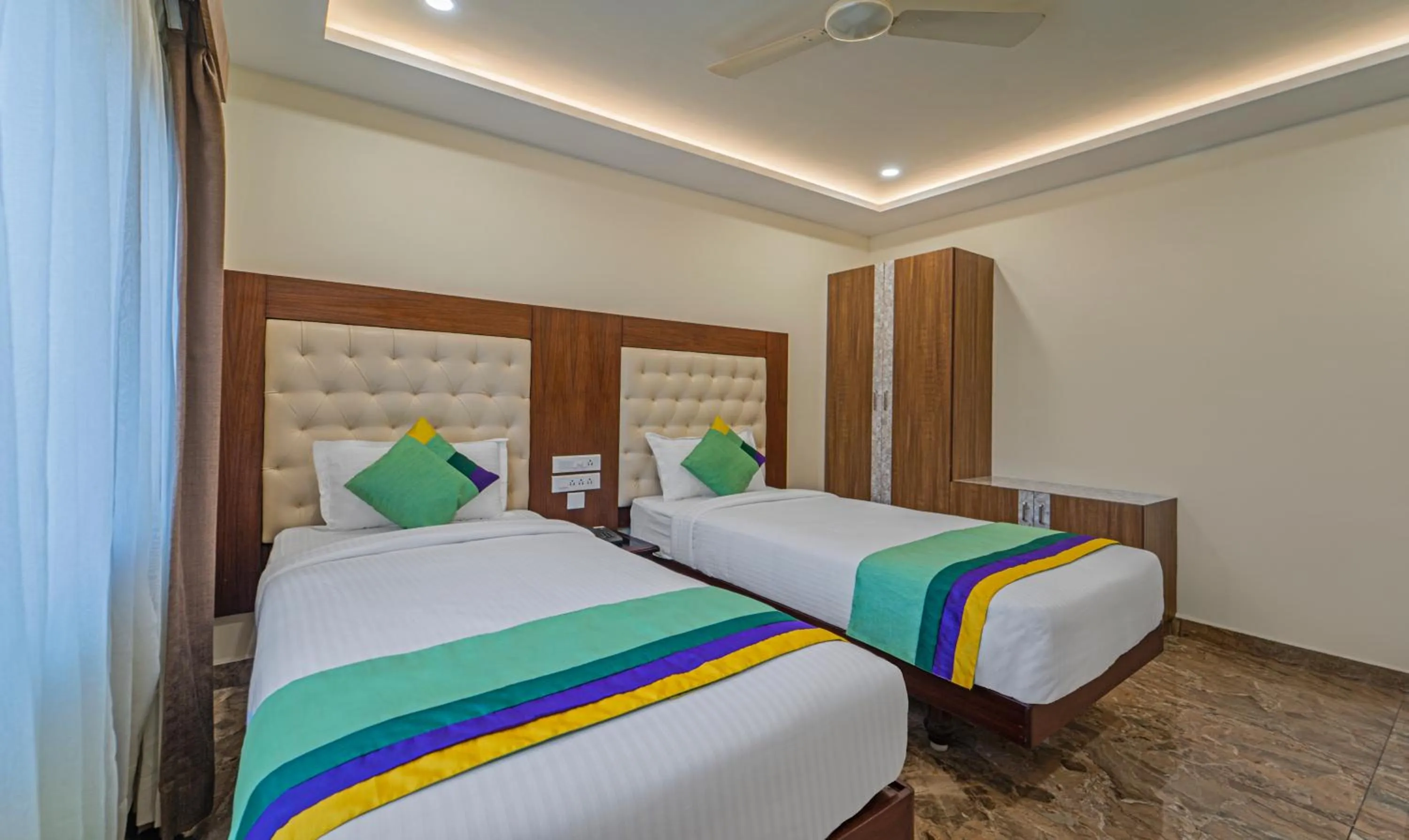 Bedroom, Bed in Treebo Aaravi Residency, 800 Mtrs From Promenade Beach