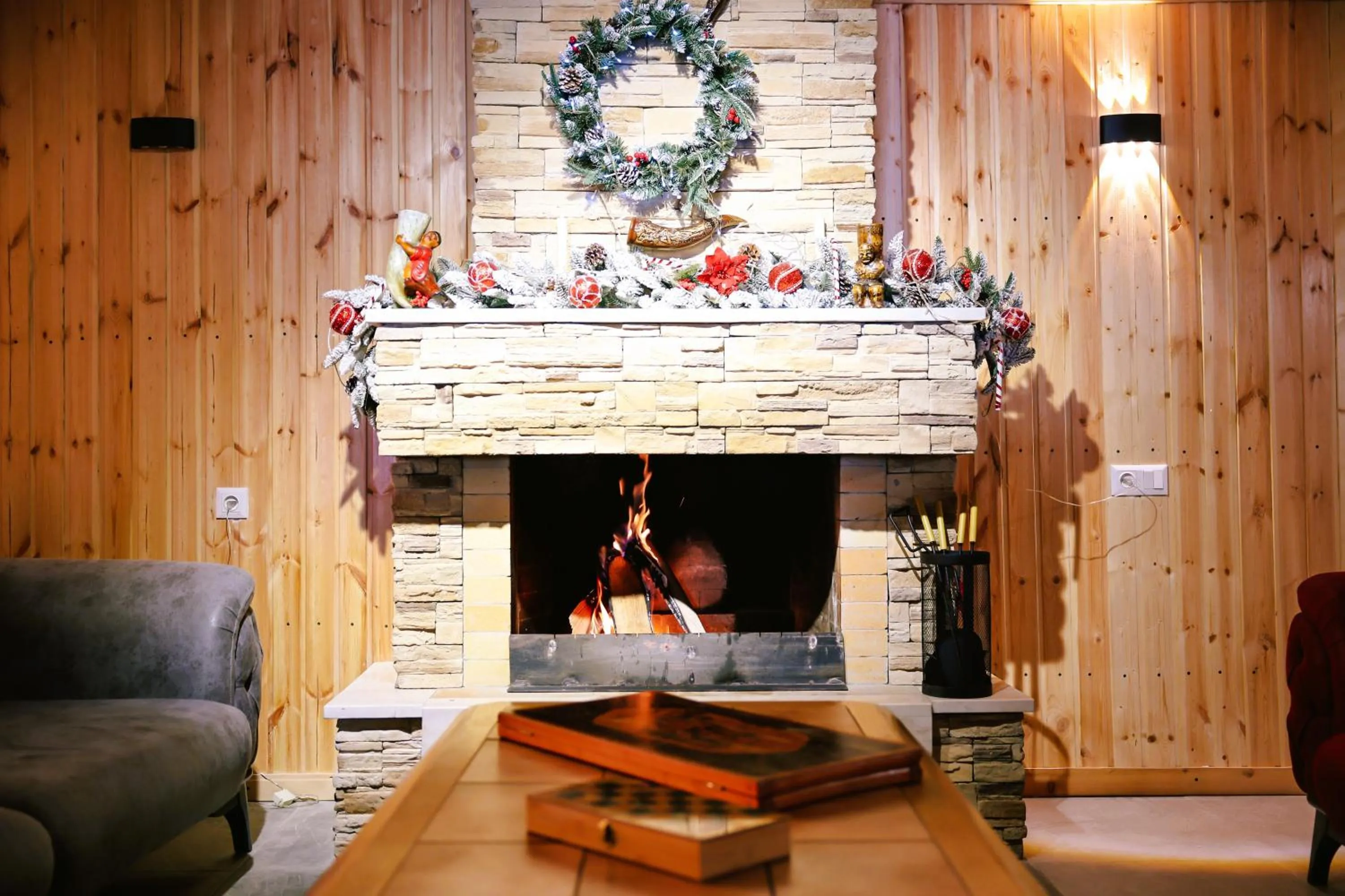 fireplace in Dandelion Hotel Gudauri